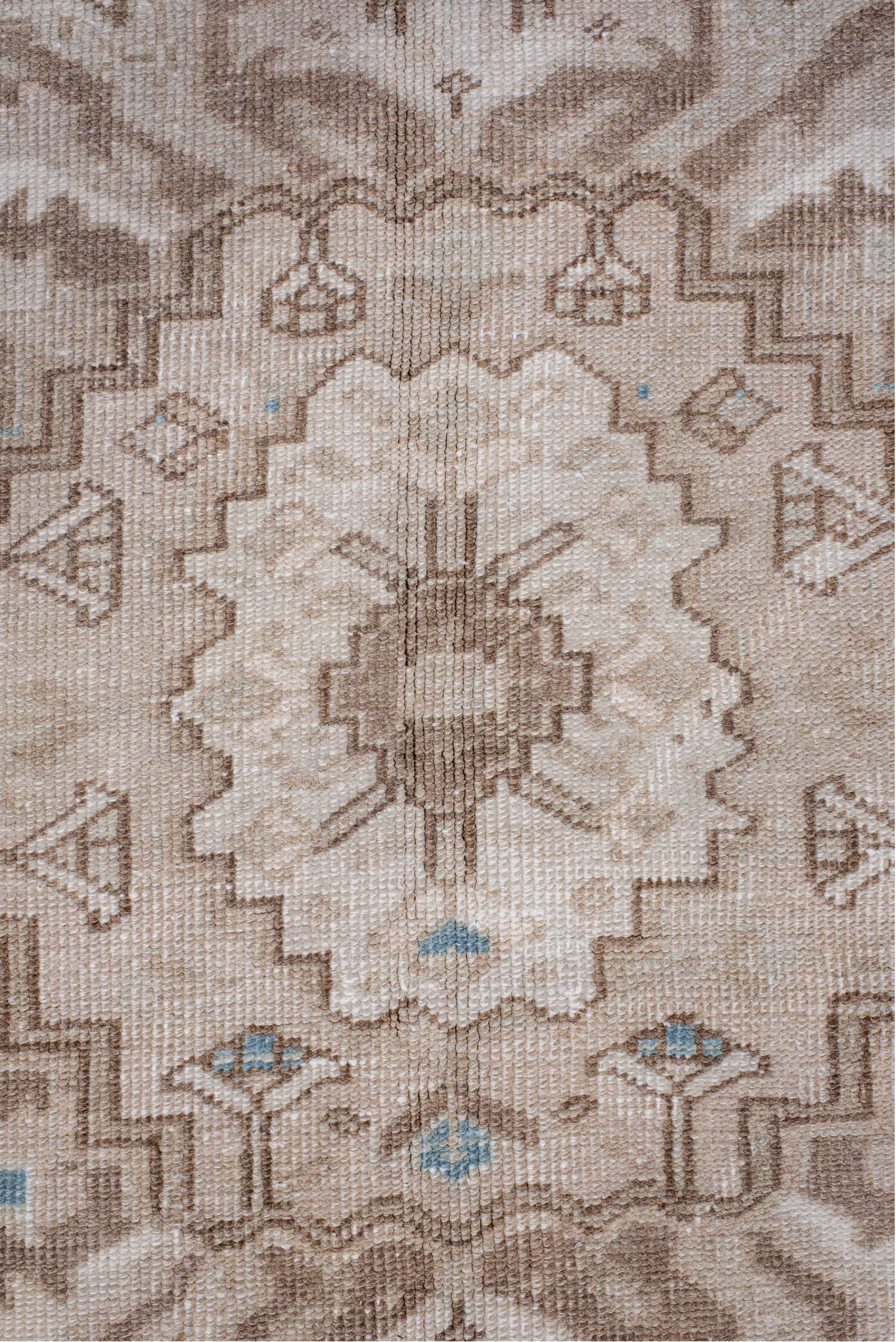 7' x 11' one-of-a-kind handmade vintage Heriz large size rug. Color palette: black, blue, brown, dark gray, floral white