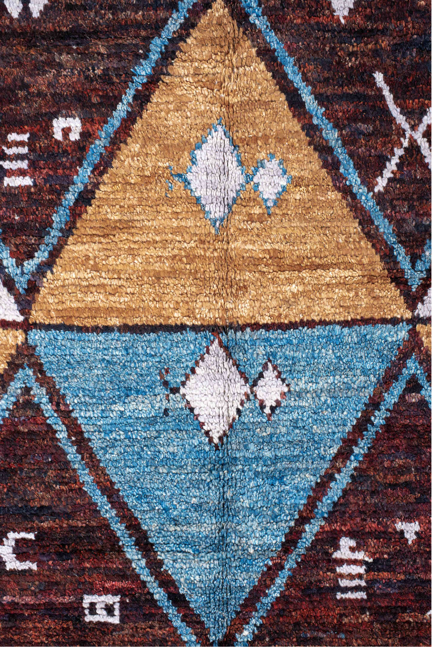 6' x 9' one-of-a-kind handmade vintage Tulu medium size rug. Color palette: black, blue, brown, gray, lavender