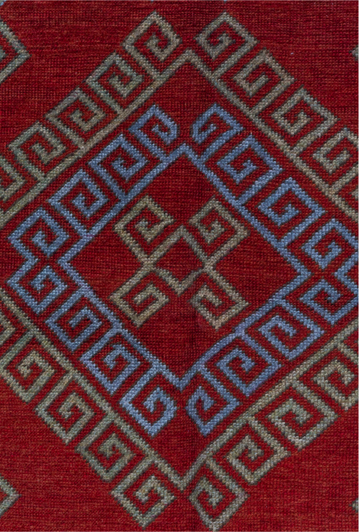 4' x 6' one-of-a-kind handmade vintage Caucasian small size rug. Color palette: blue, brown, gray, light slate gray, pink
