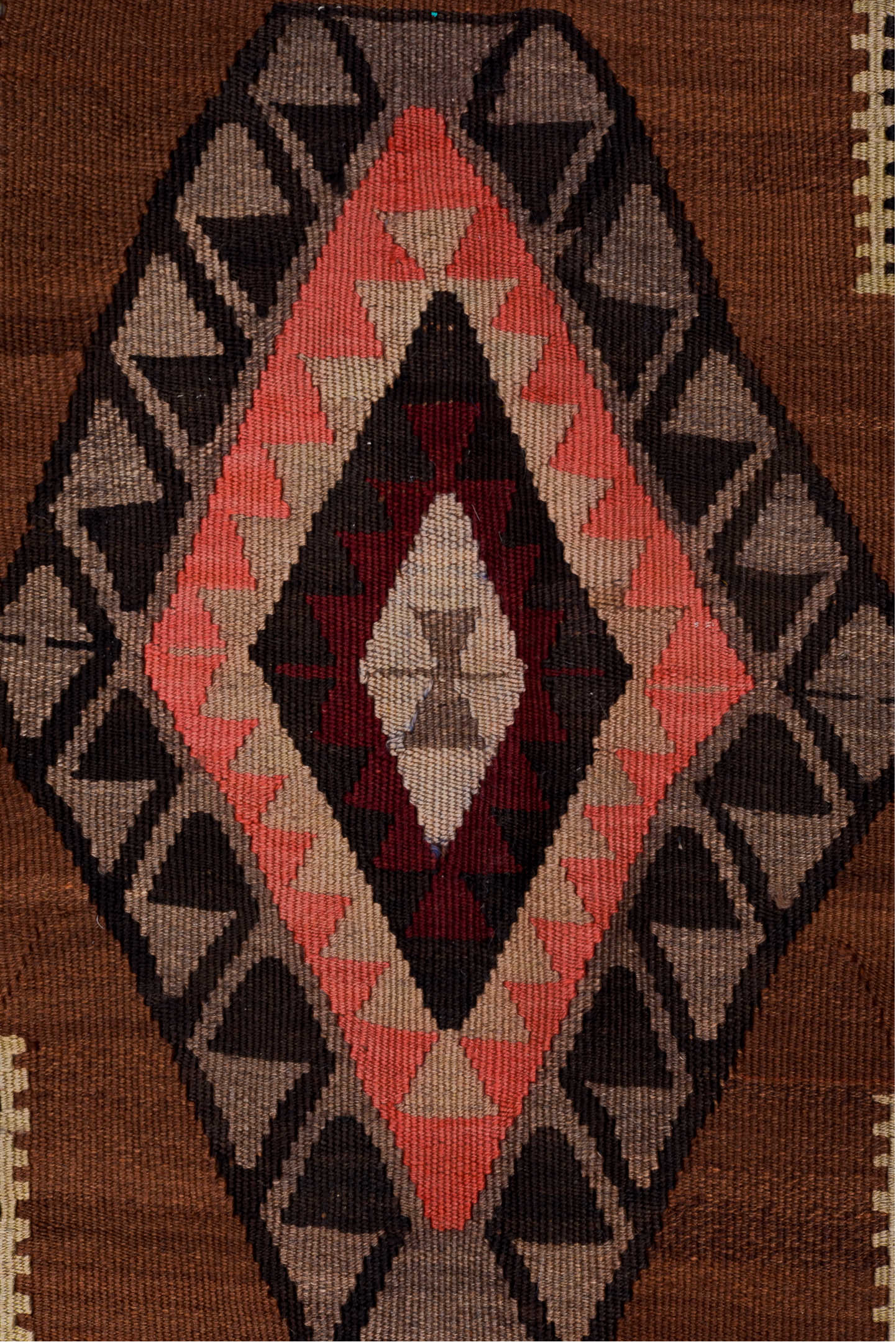6' x 12' one-of-a-kind handmade vintage Kilim large size rug. Color palette: black, brown, burlywood, gray, off-white