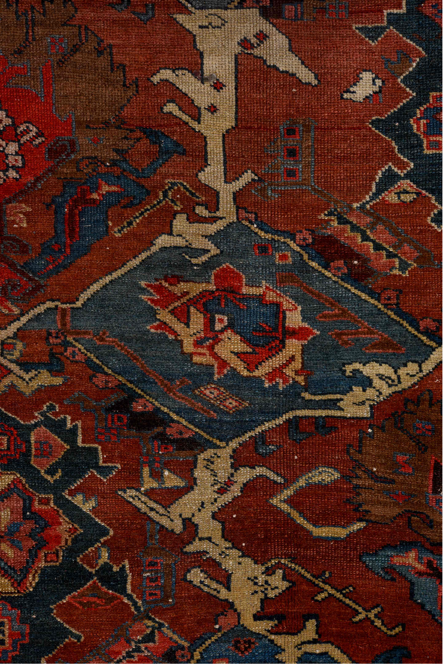 9' x 10' one-of-a-kind handmade vintage Bakhshayesh large size rug. Color palette: arapawa, black, blue, brown, gray