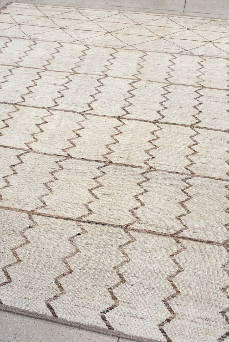 8' x 9' one-of-a-kind handmade vintage Tulu rug. Color palette: black, dark gray, dim gray, gainsboro, gray, light gray