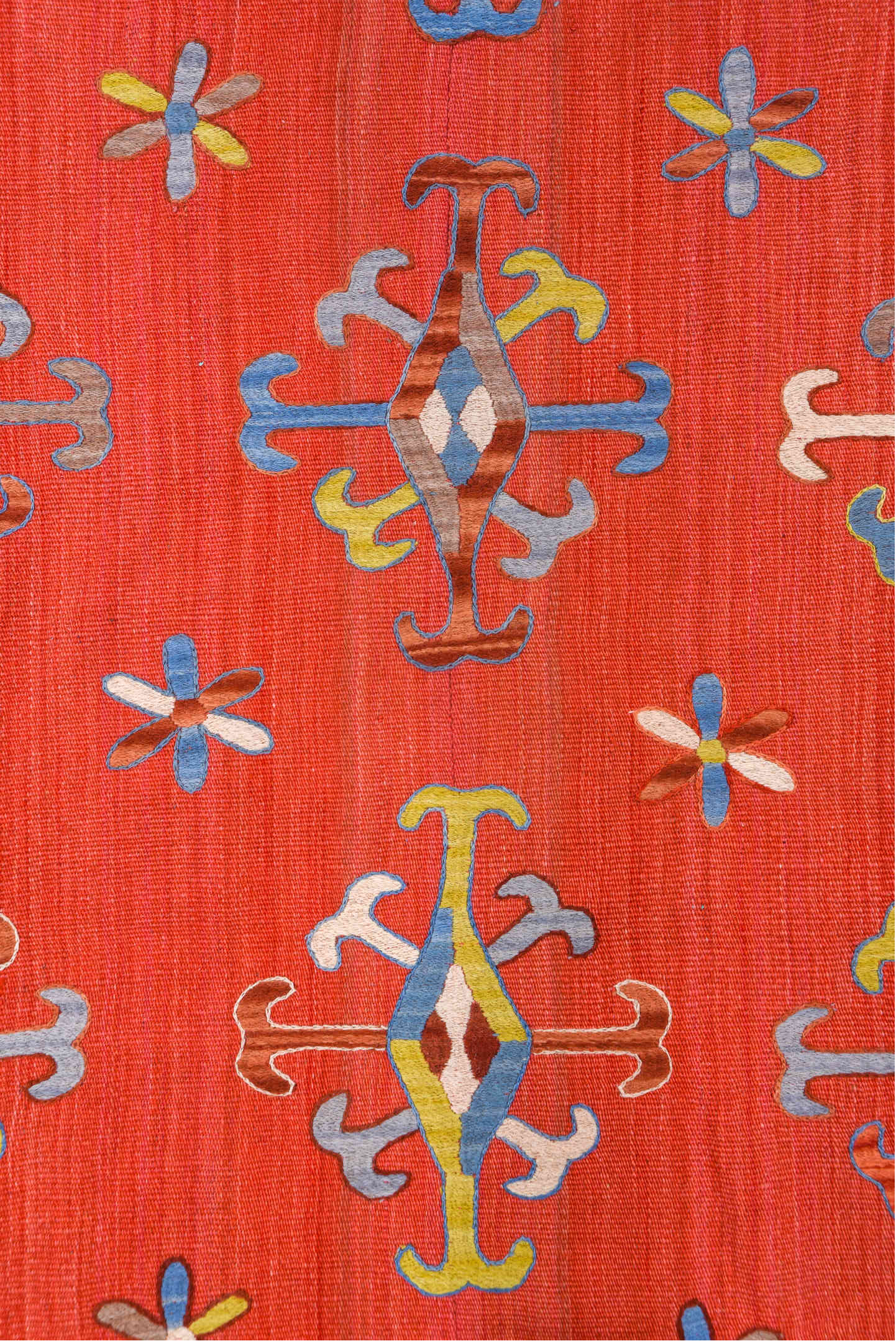 7' x 8' one-of-a-kind handmade vintage Kilim rug. Color palette: brown, burlywood, dark gray, fire brick, gray, indian red