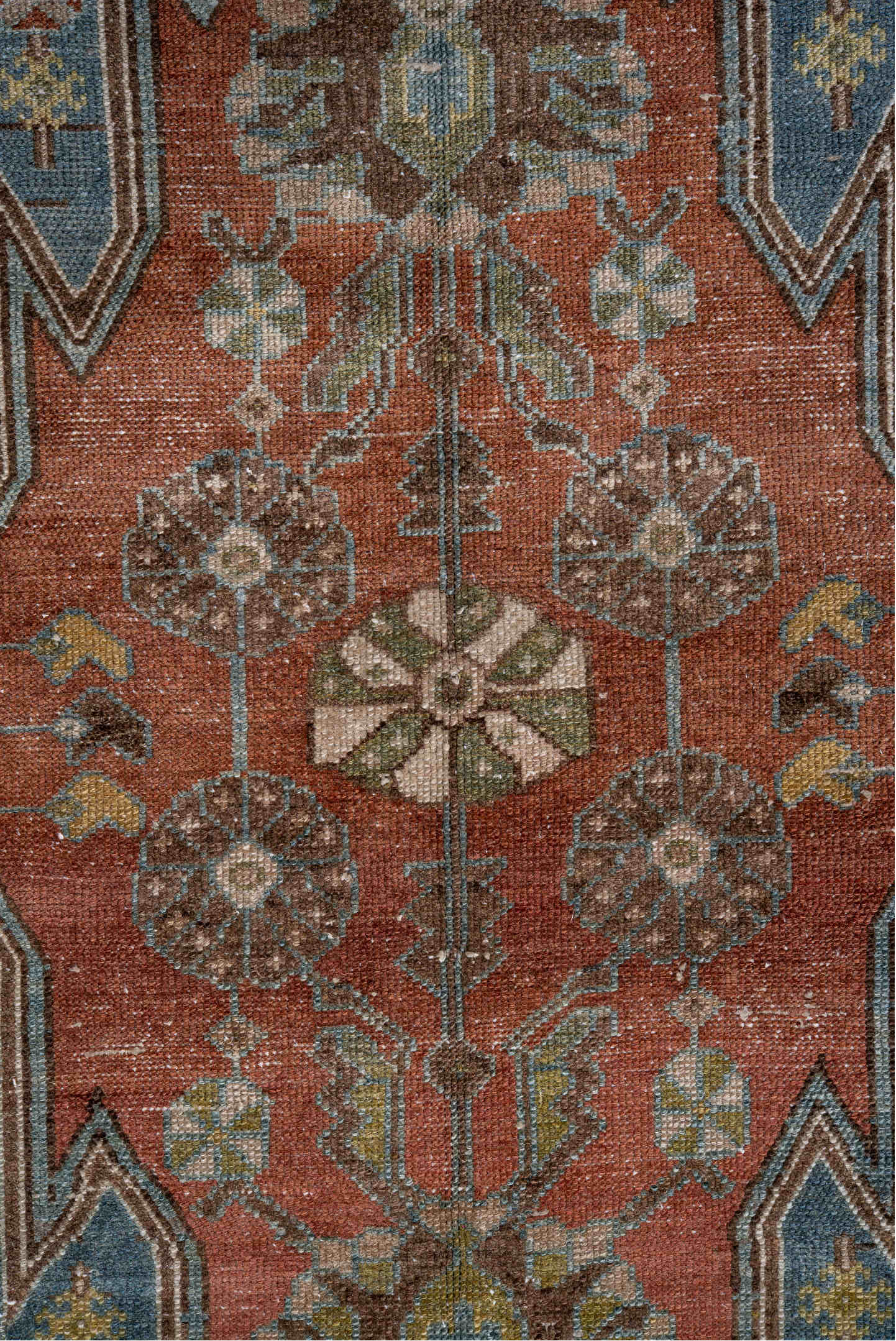 2' x 4' one-of-a-kind handmade vintage Malayer small size rug. Color palette: black, blue, brown, gainsboro, gray