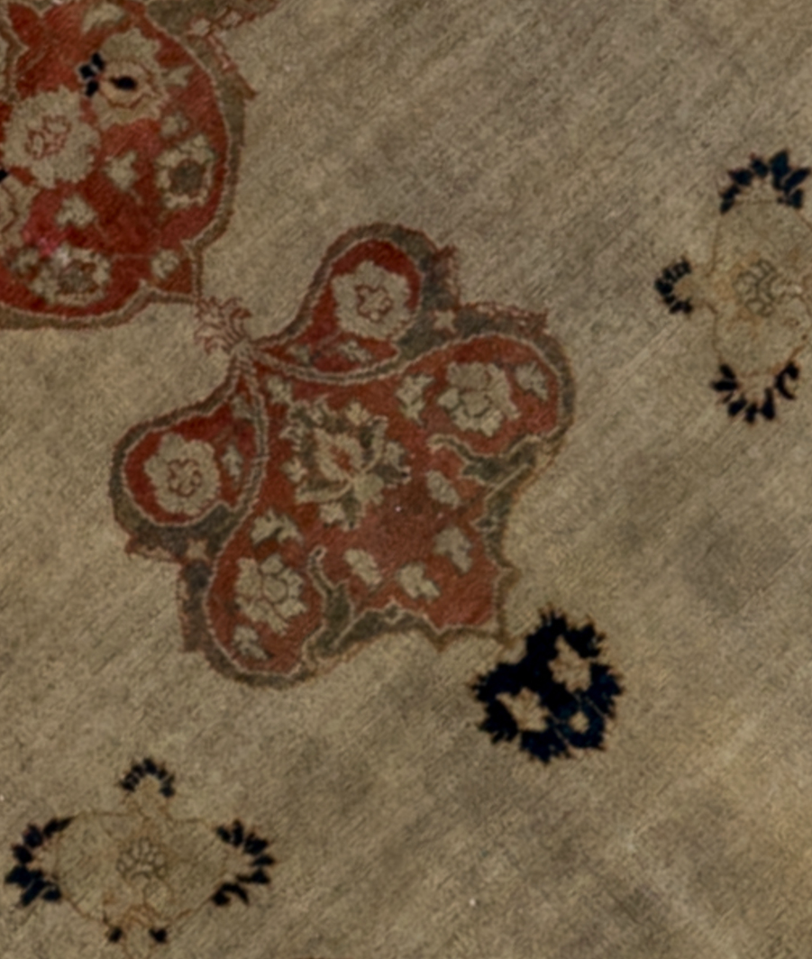 4' x 6' one-of-a-kind handmade vintage Tabriz small size rug. Color palette: black, brown, gray, pink