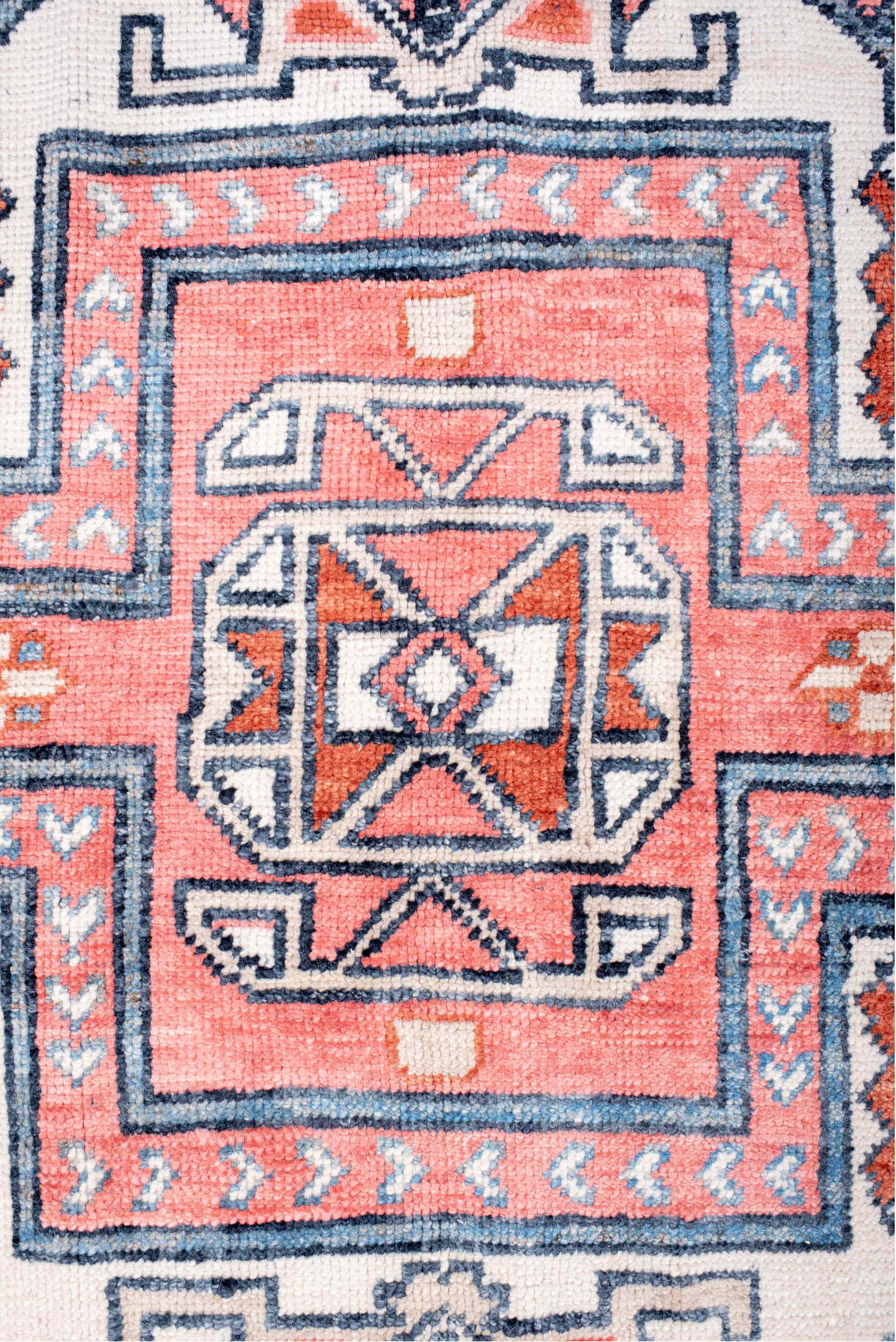 8' x 11' one-of-a-kind handmade vintage Oushak large size rug. Color palette: blue, brown, dark gray, gray, indian red