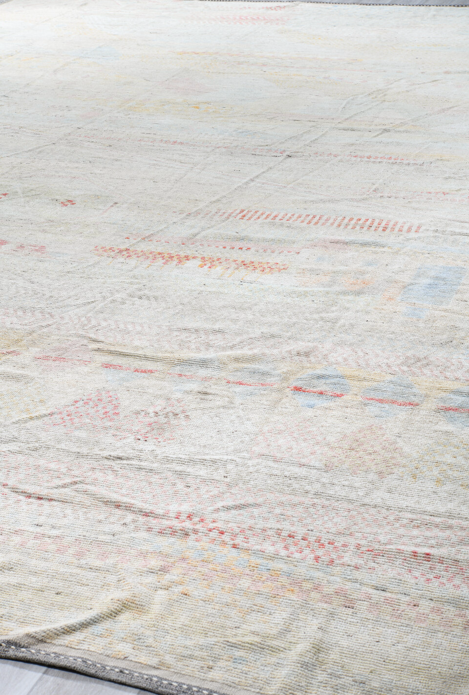 14' x 19' one-of-a-kind handmade vintage Tulu oversize rug. Color palette: black, brown, charcoal, dark gray, gainsboro