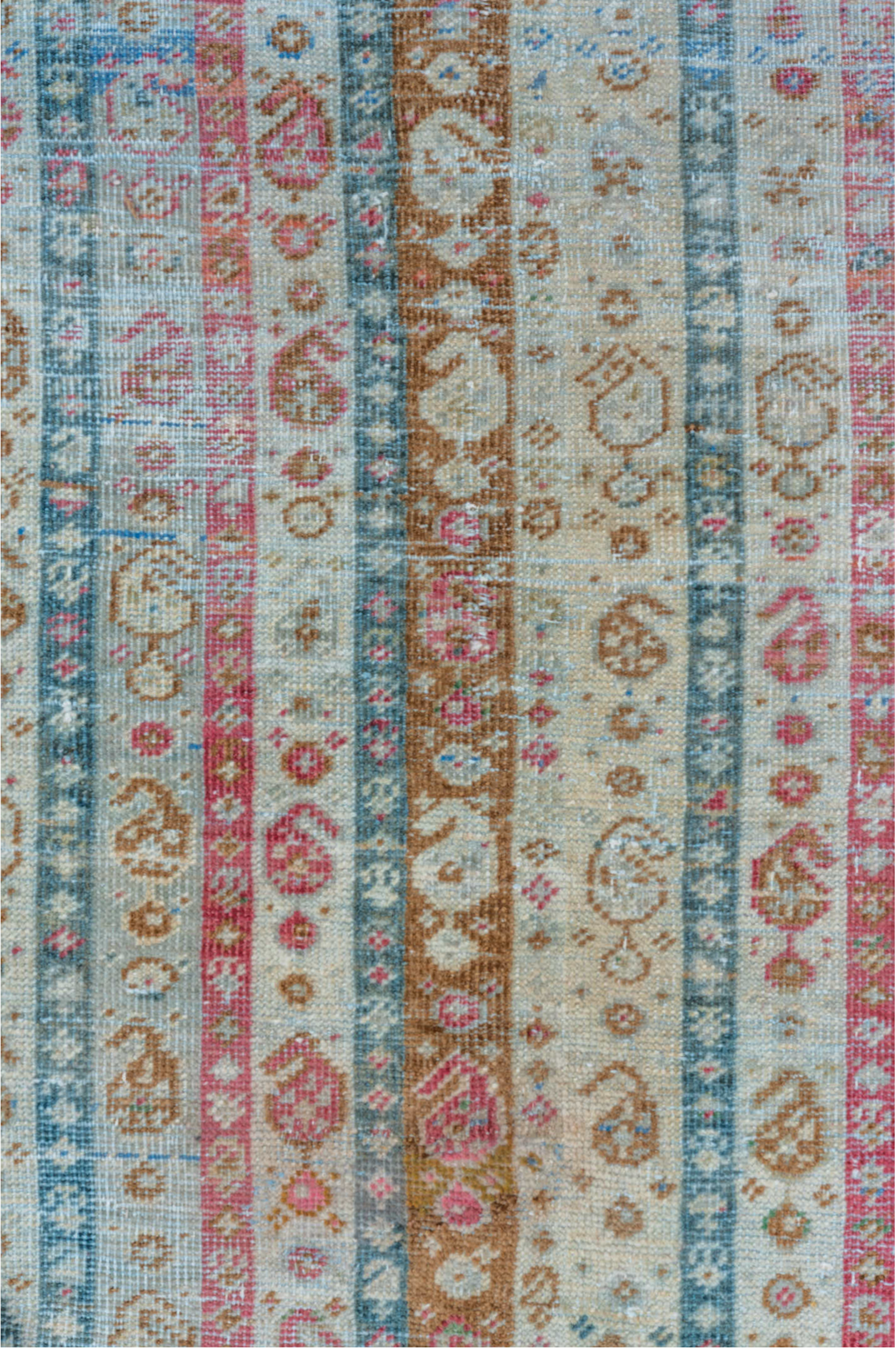 6' x 10' one-of-a-kind handmade vintage Sivas large size rug. Color palette: brown, gray, light gray, off-white, pink, red