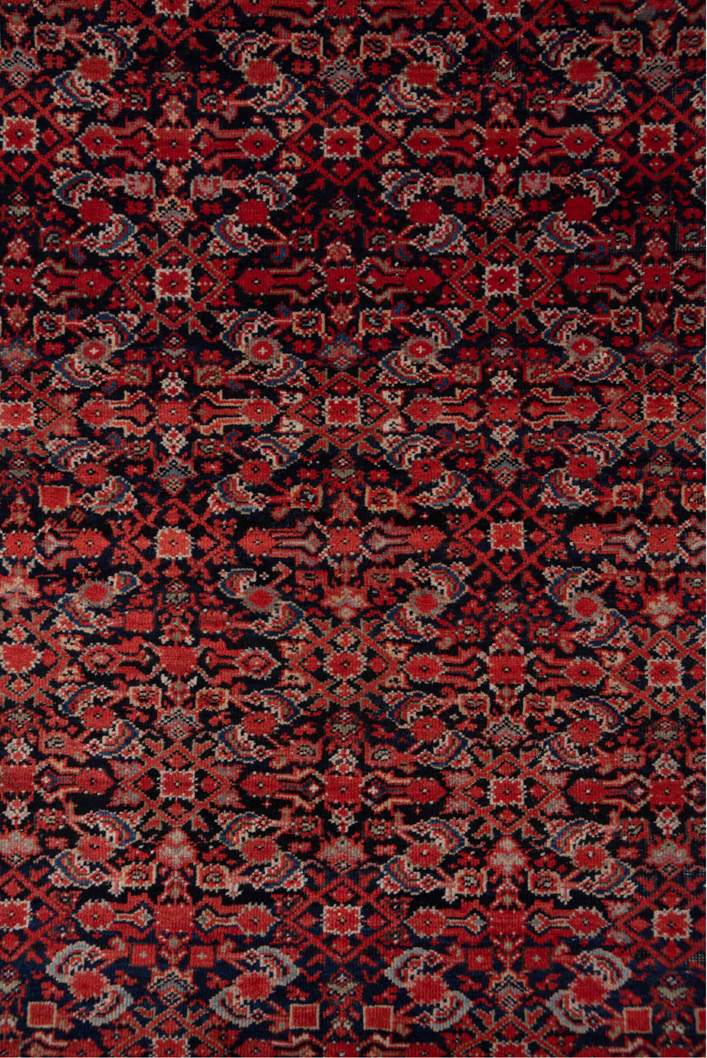 4' x 6' one-of-a-kind handmade vintage Far.Sarouk small size rug. Color palette: pink, red, brown, gray, off-white, white