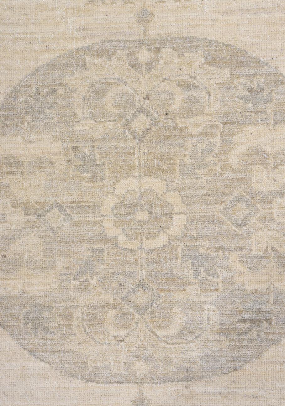 9' x 12' one-of-a-kind handmade vintage Khotan large size rug. Color palette: antiquewhite, brown, gainsboro, gray
