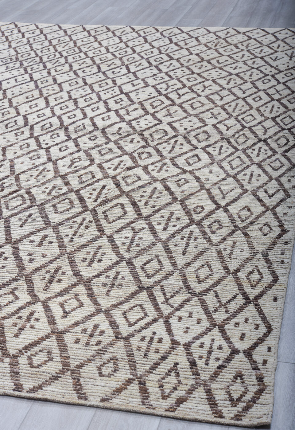 9' x 12' one-of-a-kind handmade vintage Tulu large size rug. Color palette: black, dark gray, gainsboro, gray, light blue