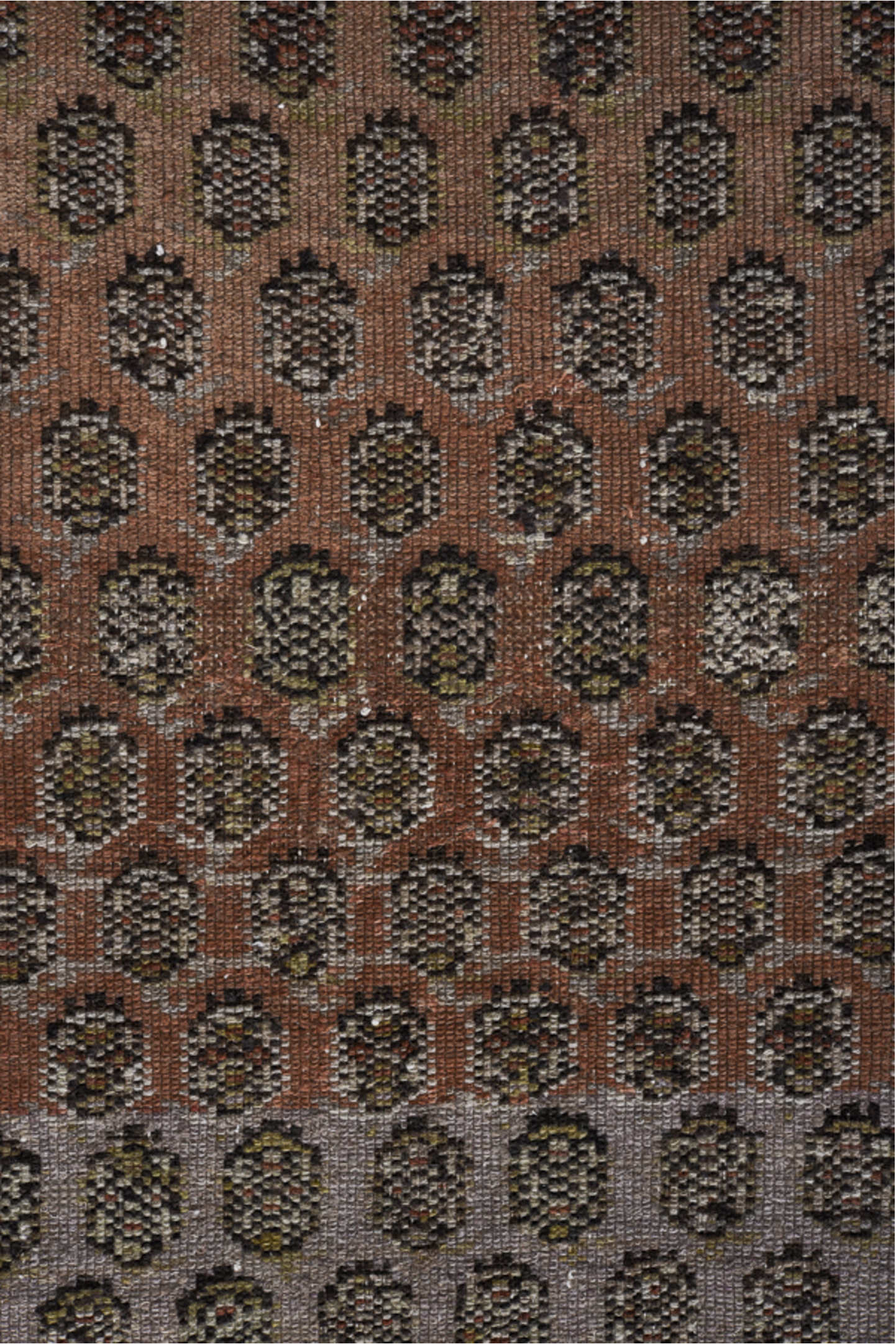 3' x 14' one-of-a-kind handmade vintage Malayer runner rug. Color palette: black, brown, charcoal, dark gray, dim gray, gray