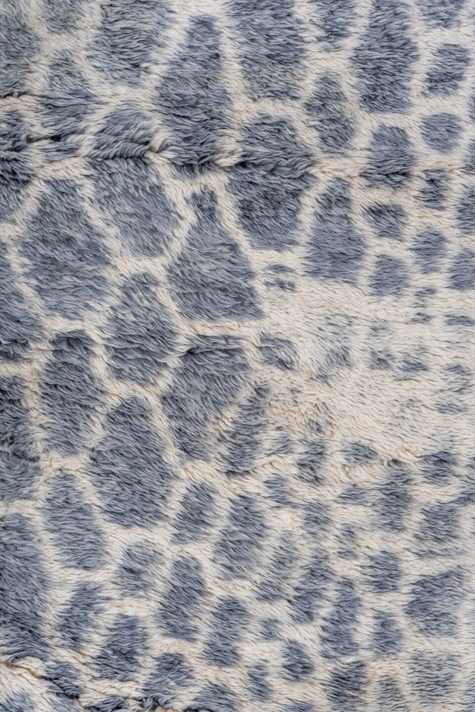 10' x 15' one-of-a-kind handmade vintage Moroccan rug. Color palette: black, blue, dark gray, dim gray, gainsboro, gray