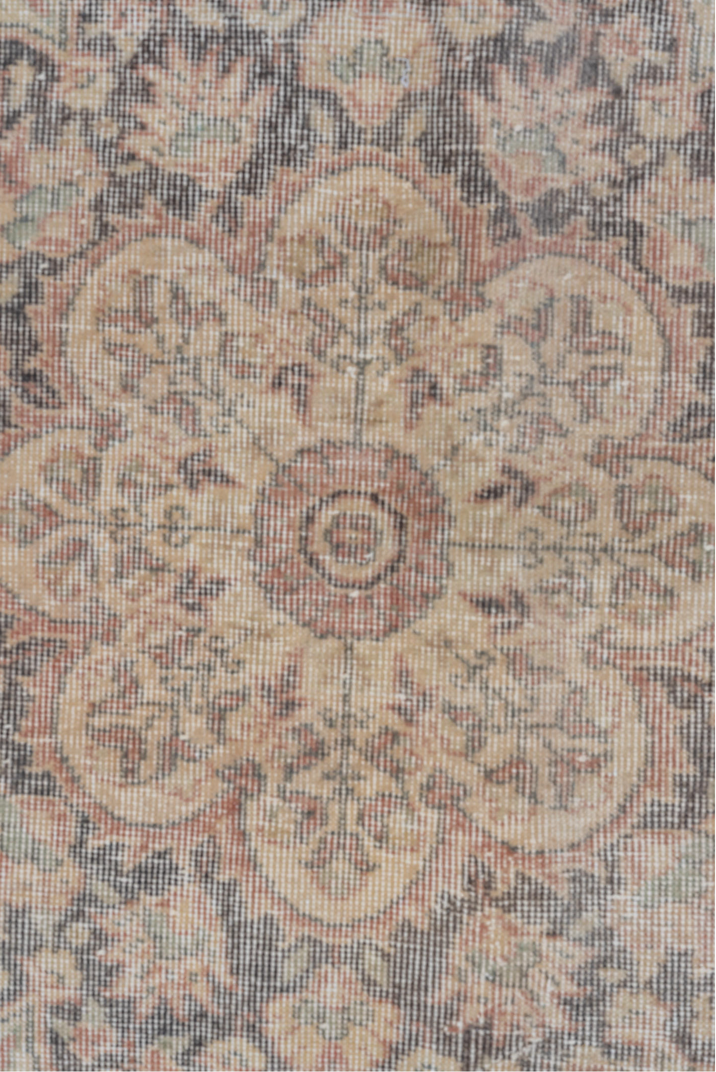 6' x 9' one-of-a-kind handmade vintage Oushak medium size rug. Color palette: gray, light gray, off-white, pink