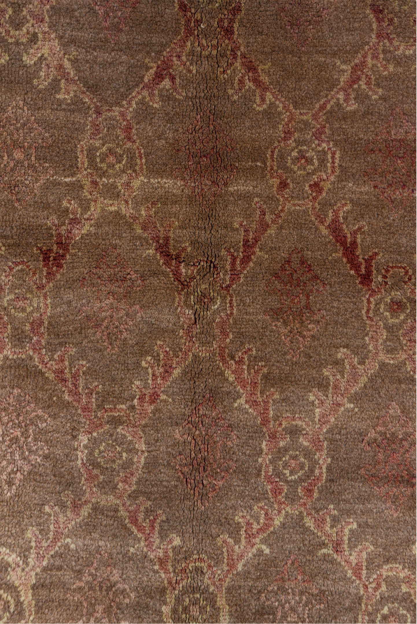 4' x 8' one-of-a-kind handmade vintage Tulu rug. Color palette: brown, gray, light gray, off-white, snow, white, whitesmoke