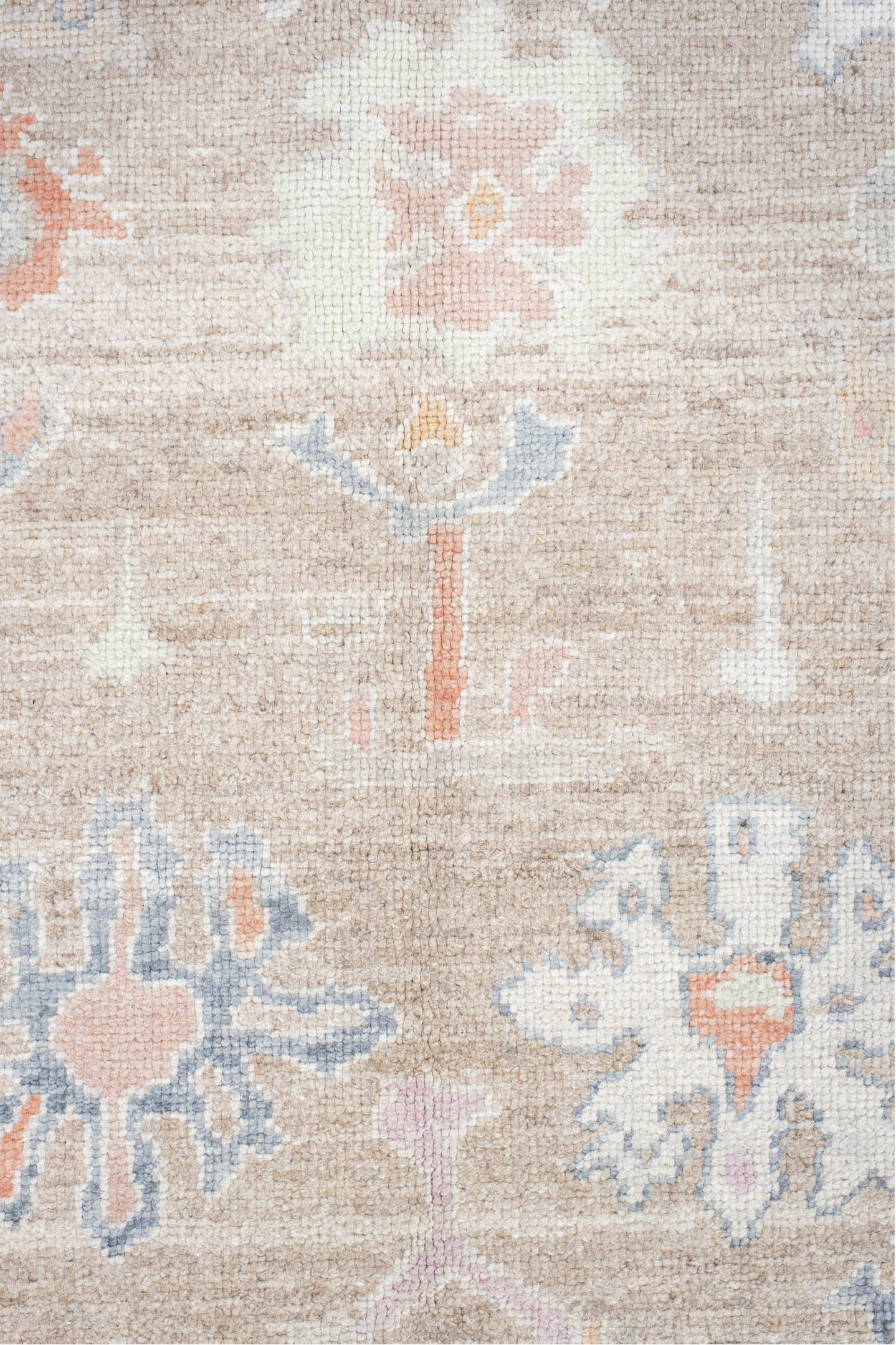 8' x 9' one-of-a-kind handmade vintage Oushak rug. Color palette: antiquewhite, dark gray, gray, light gray, linen