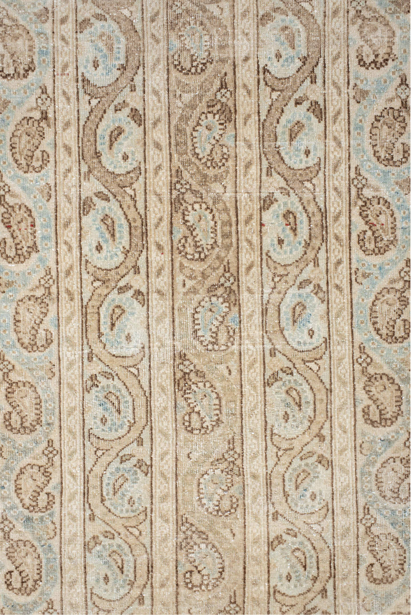 8' x 11' one-of-a-kind handmade vintage Qum large size rug. Color palette: antiquewhite, brown, gray, light gray, off-white