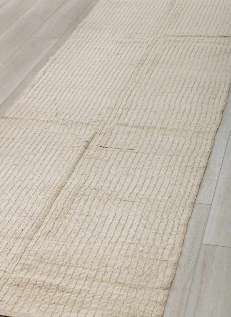 3' x 10' one-of-a-kind handmade vintage Tulu runner rug. Color palette: brown, dark gray, gainsboro, gray, light gray