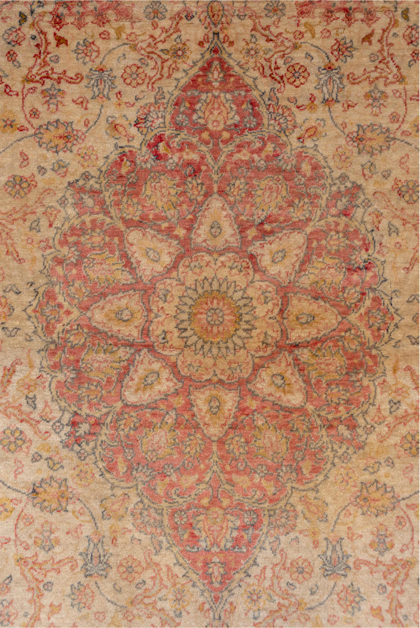 4' x 6' one-of-a-kind handmade vintage Sivas small size rug. Color palette: brown, gray, light gray, off-white, pink, red