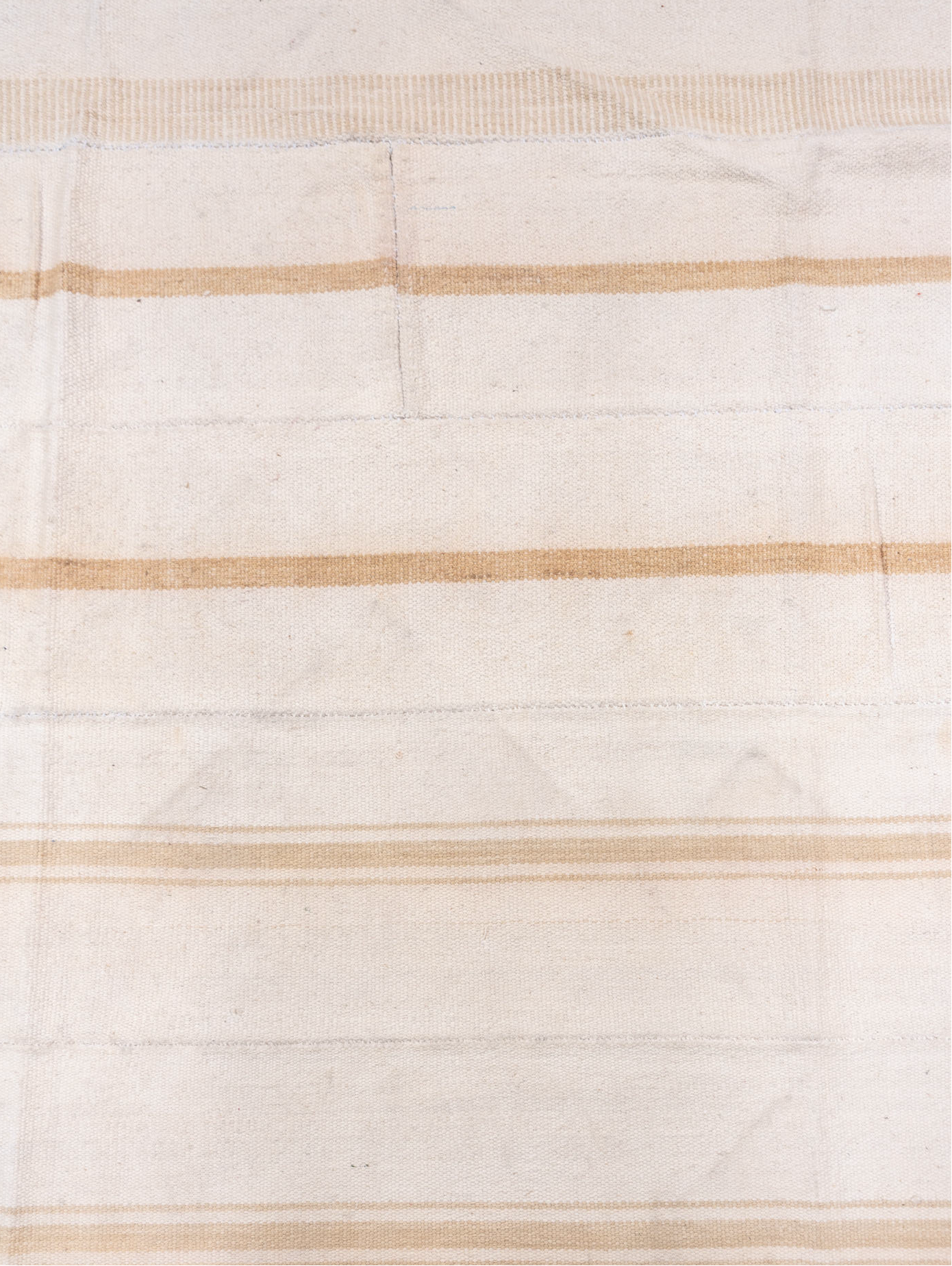 7' x 11' one-of-a-kind handmade vintage Flatweave large size rug. Color palette: brown, gainsboro, gray, light gray, linen