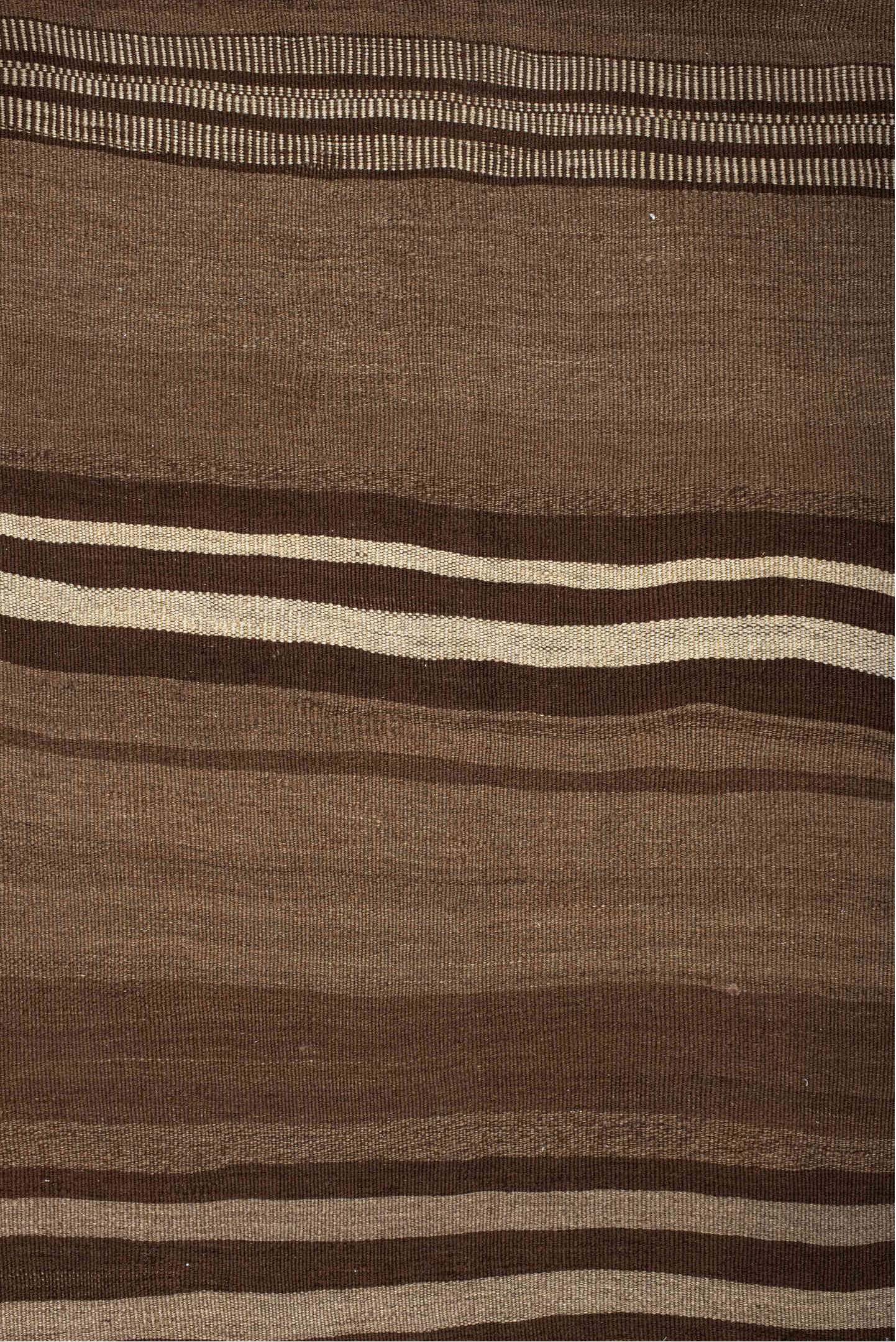 8' x 10' one-of-a-kind handmade vintage Kilim large size rug. Color palette: black, brown, gray, light gray, off-white, pink