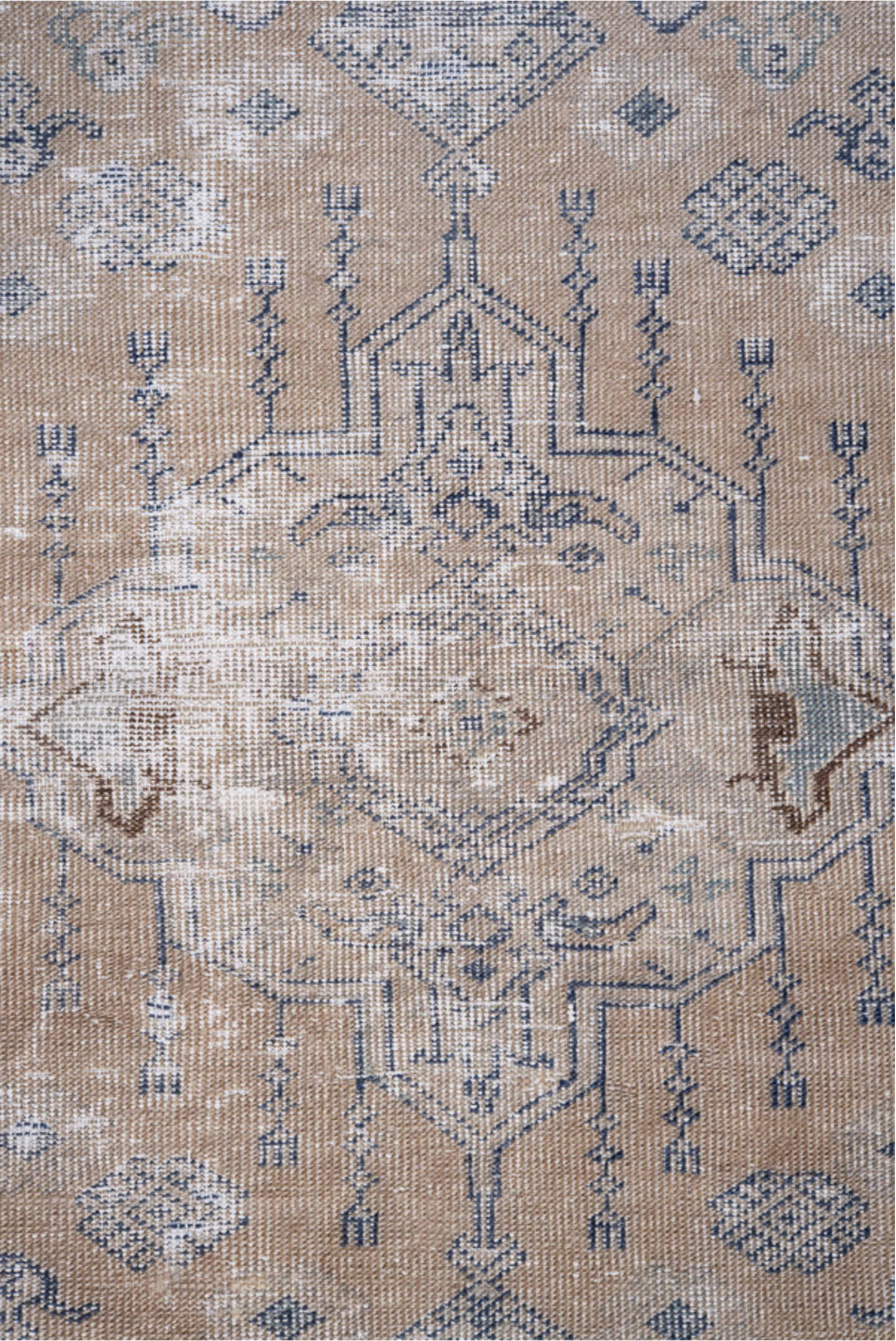 4' x 5' one-of-a-kind handmade vintage Kaisary small size rug. Color palette: blue, dark gray, dim gray, gray, light gray