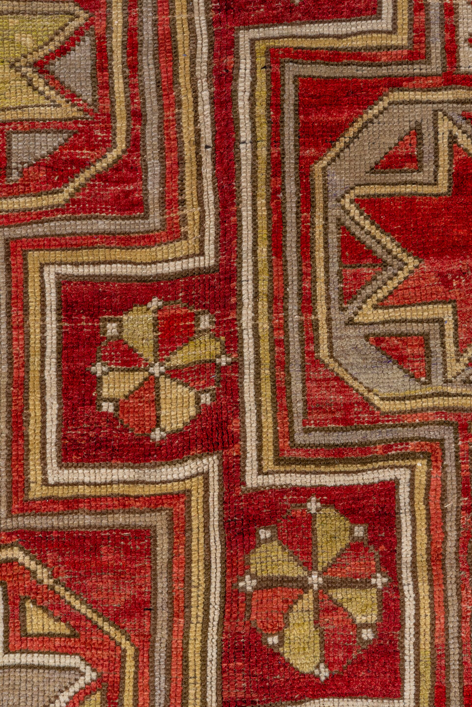 4' x 9' one-of-a-kind handmade vintage Oushak rug. Color palette: brown, pink, red