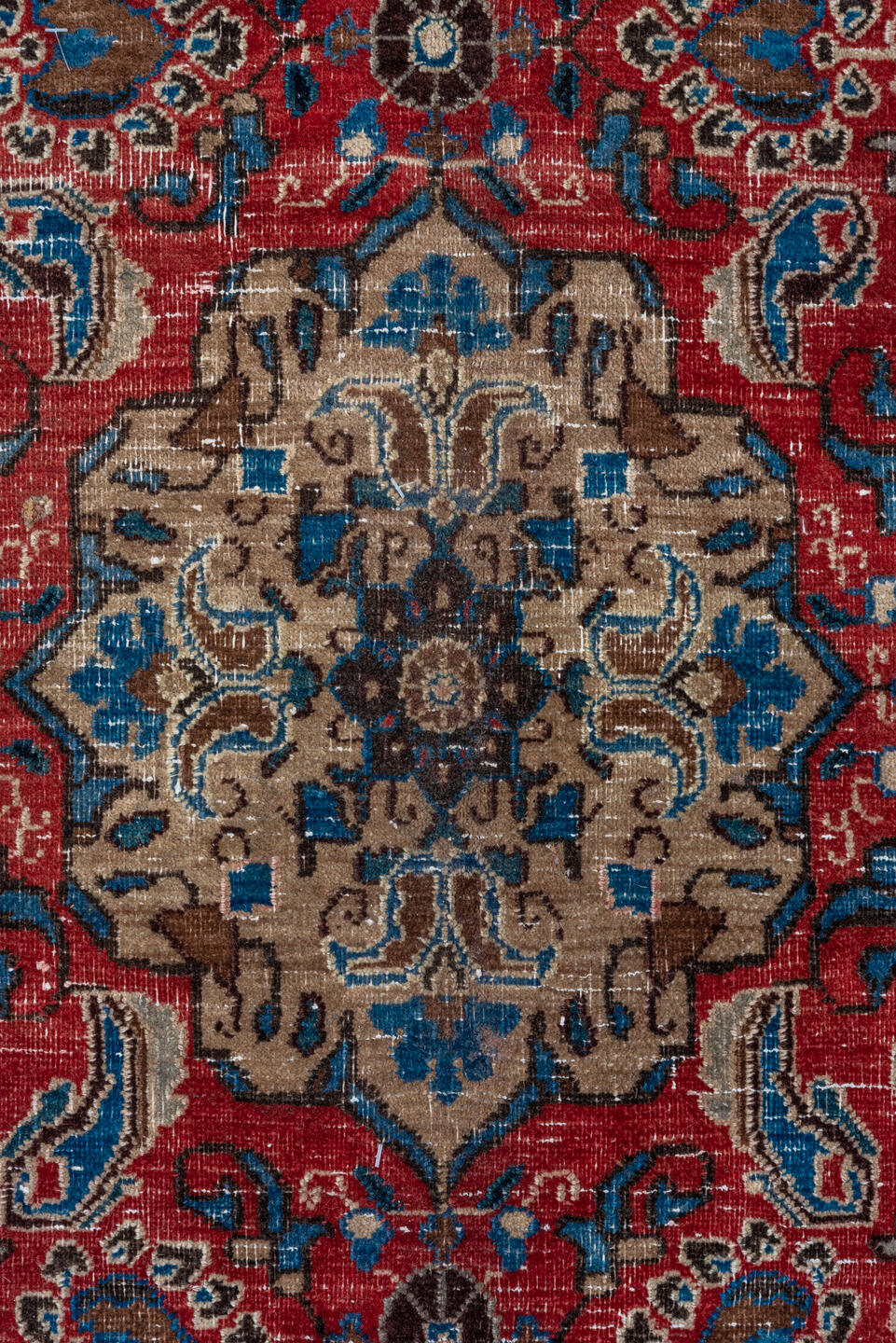 9' x 12' one-of-a-kind handmade vintage Sivas large size rug. Color palette: arapawa, blue, brown, gray, light slate gray