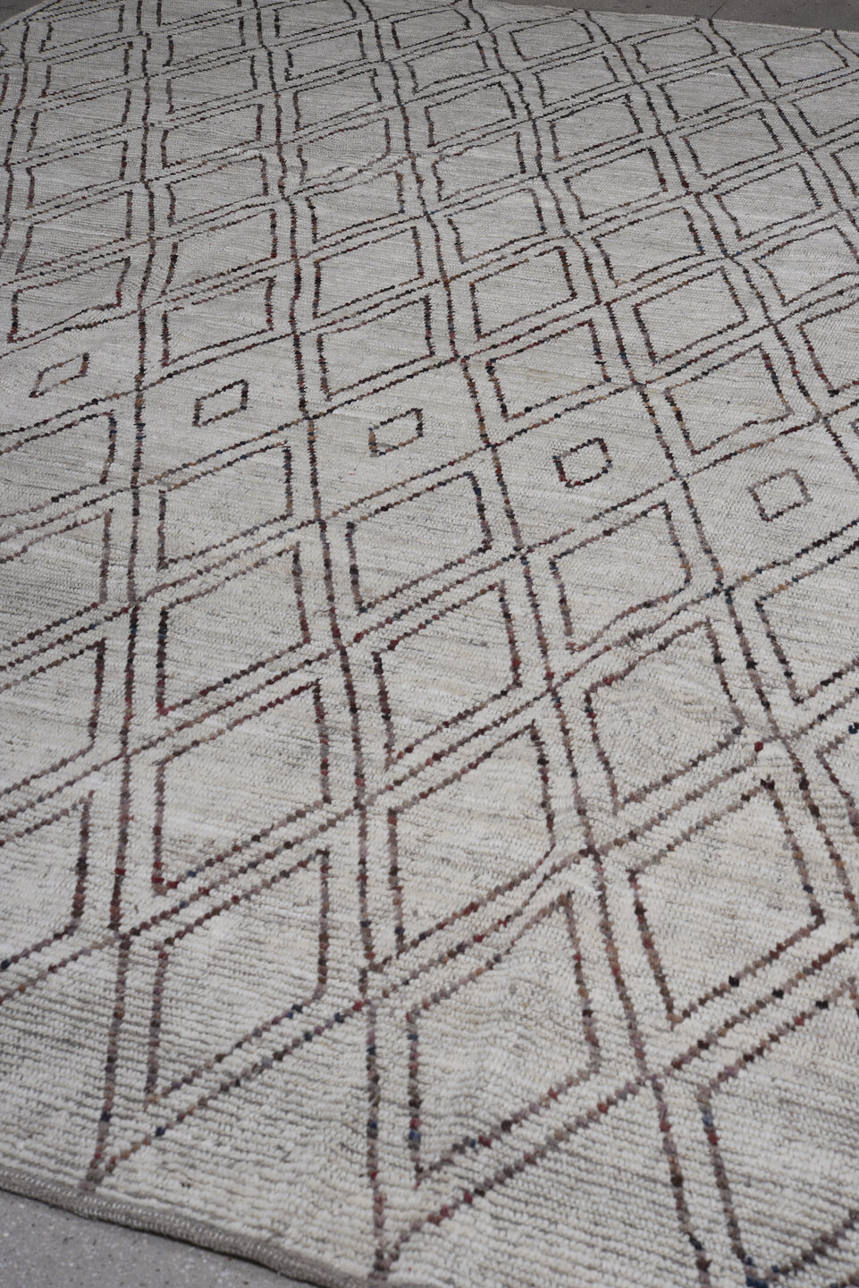 9' x 11' one-of-a-kind handmade vintage Tulu large size rug. Color palette: black, blue, charcoal, dark gray, dim gray