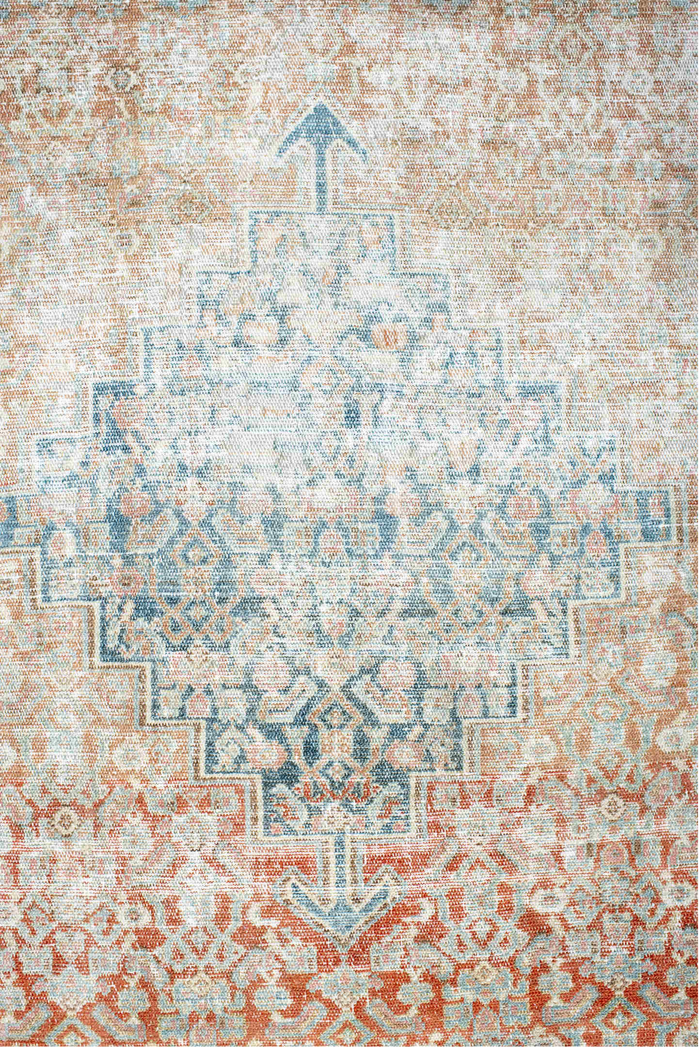 3' x 4' one-of-a-kind handmade vintage Hamadan small size rug. Color palette: blue, brown, dark gray, dark salmon, gray