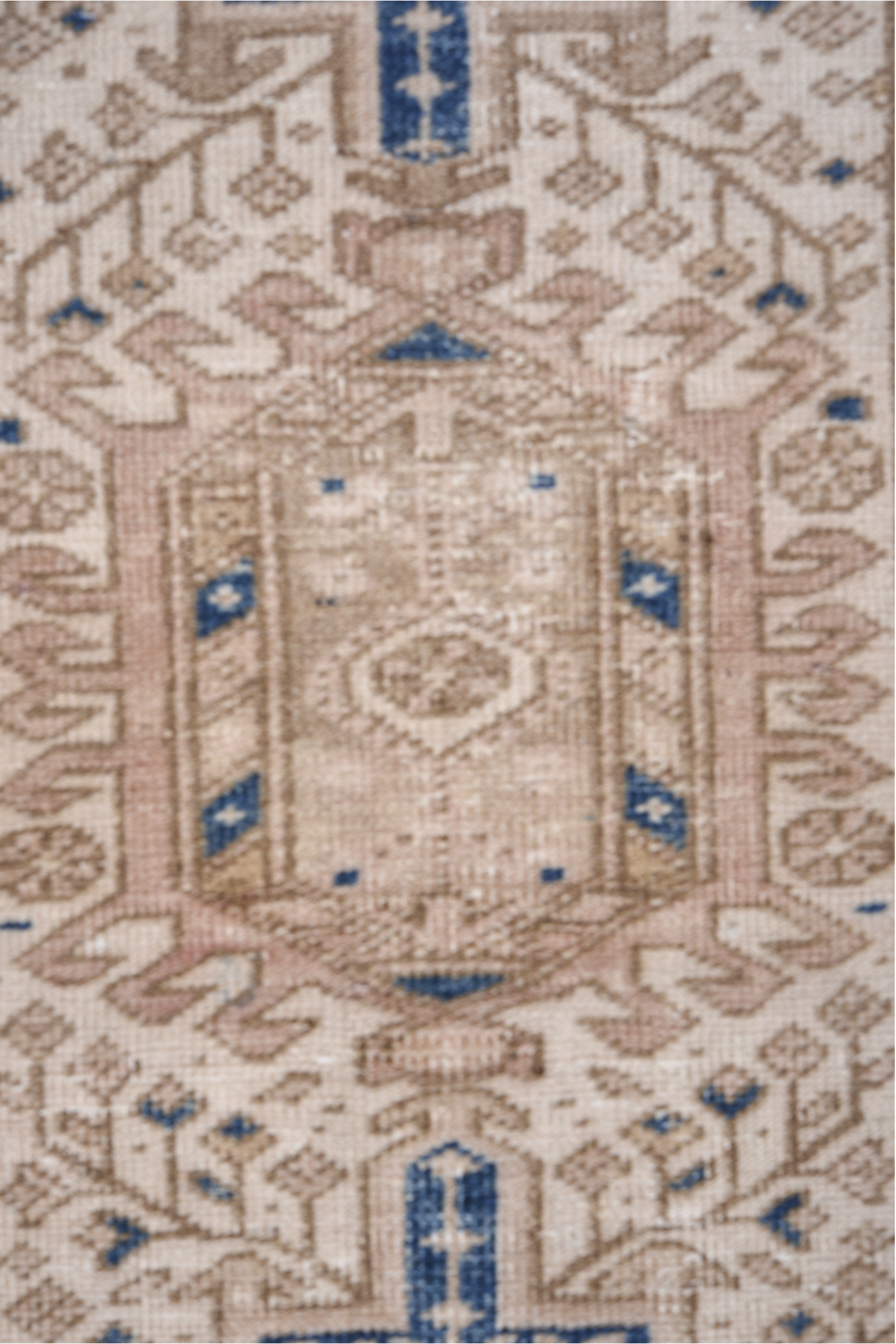 2' x 8' one-of-a-kind handmade vintage Karaje runner rug. Color palette: black, blue, fiord, gray, light gray