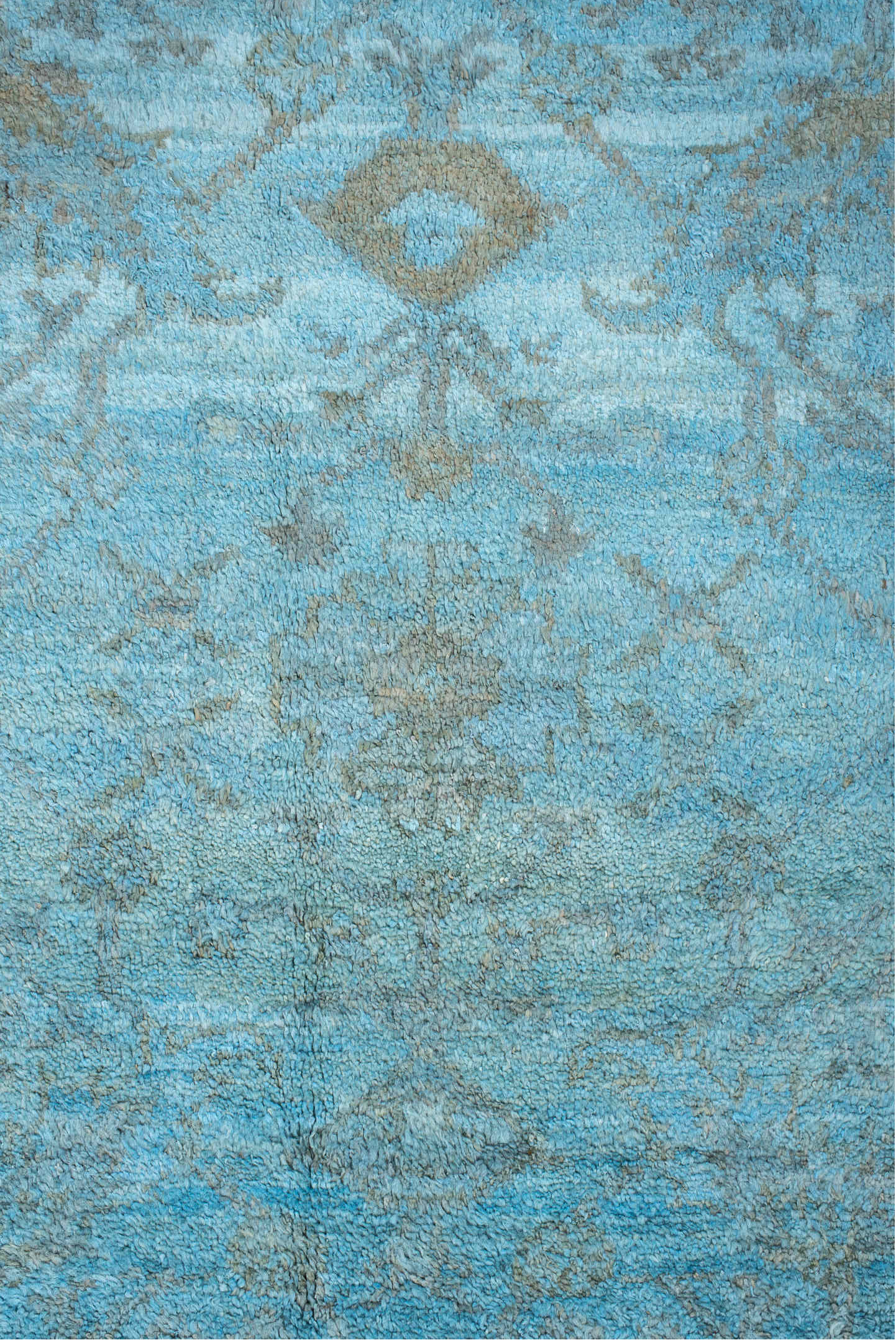 8' x 9' one-of-a-kind handmade vintage Oushak rug. Color palette: blue, gray, light blue, light gray, powderblue