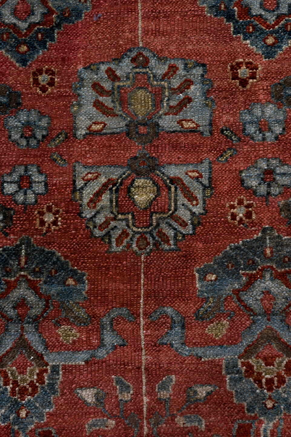 7' x 16' one-of-a-kind handmade vintage Lilian rug. Color palette: black, brown, charcoal, gray, light slate gray, pink, red