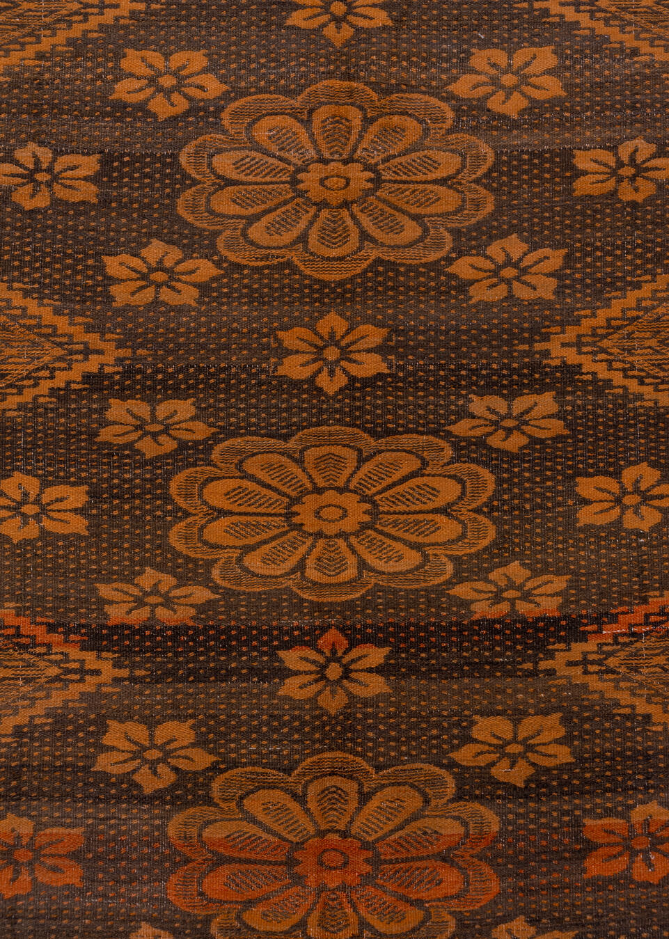 6' x 9' one-of-a-kind handmade vintage Kilim medium size rug. Color palette: brown, gray, light gray, pink, sienna