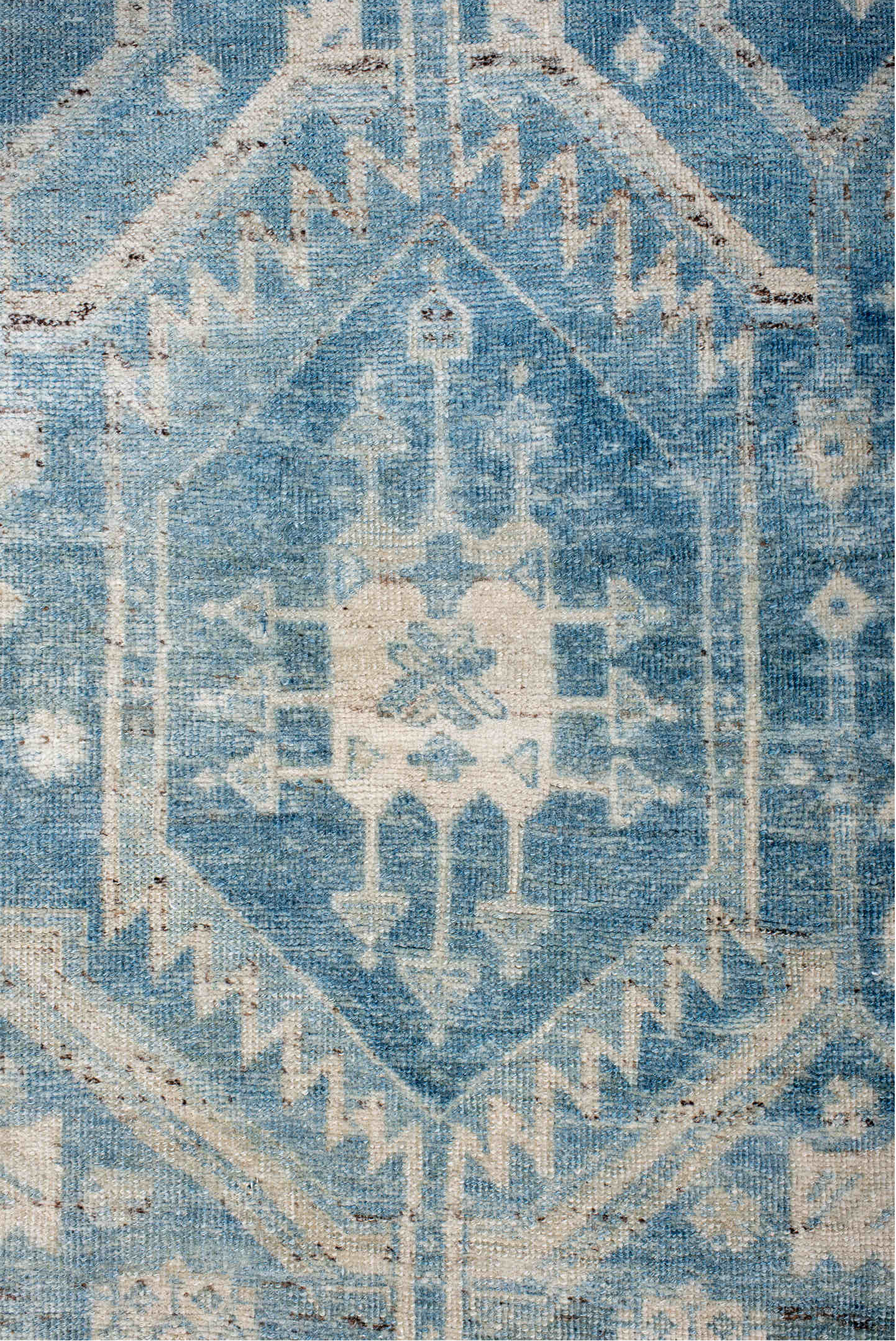 4' x 9' one-of-a-kind handmade vintage Bidjar runner rug. Color palette: gray, off-white, light gray, light blue, blue