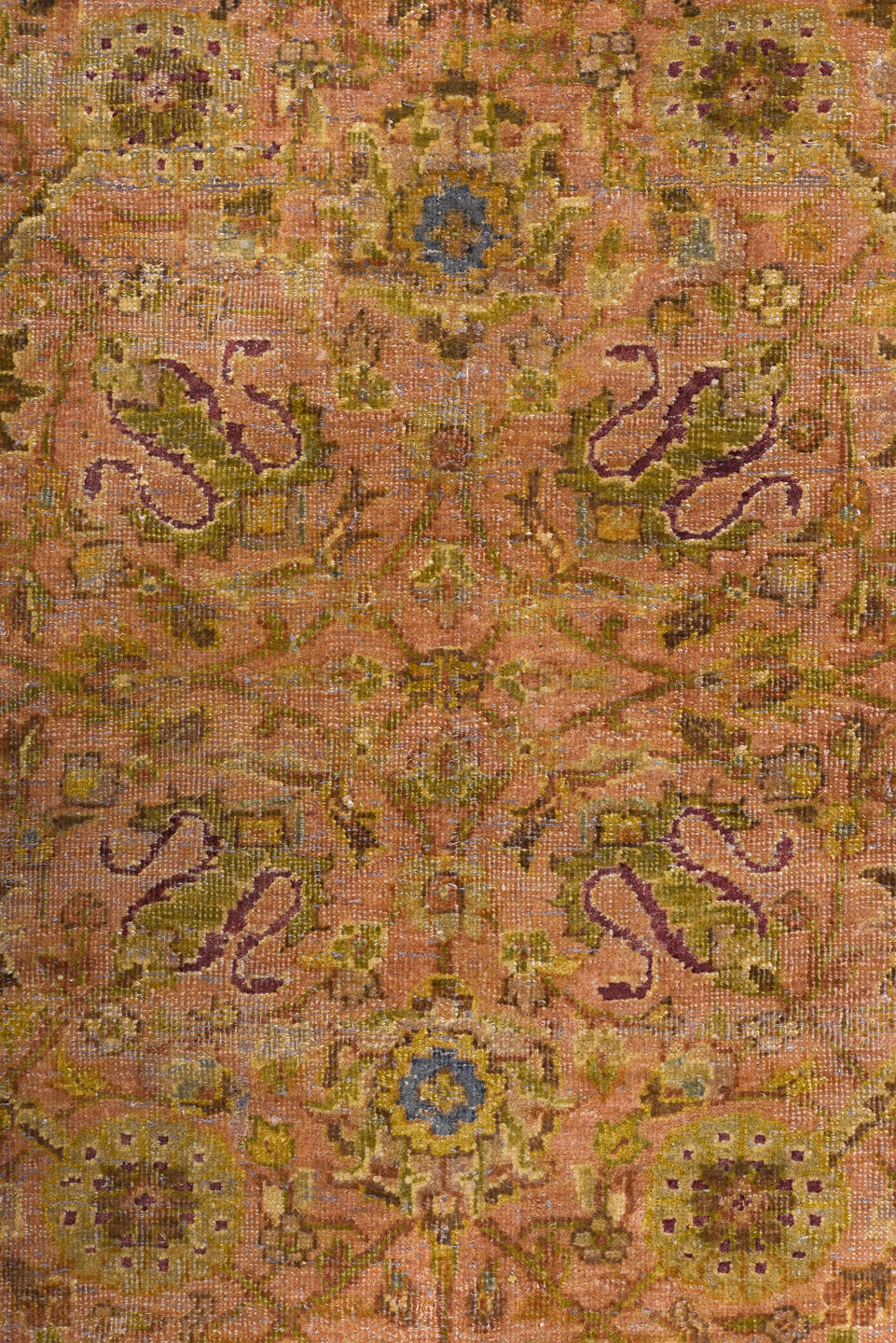 8' x 9' one-of-a-kind handmade vintage Sivas rug. Color palette: blue, brown, dim gray, gray, orange