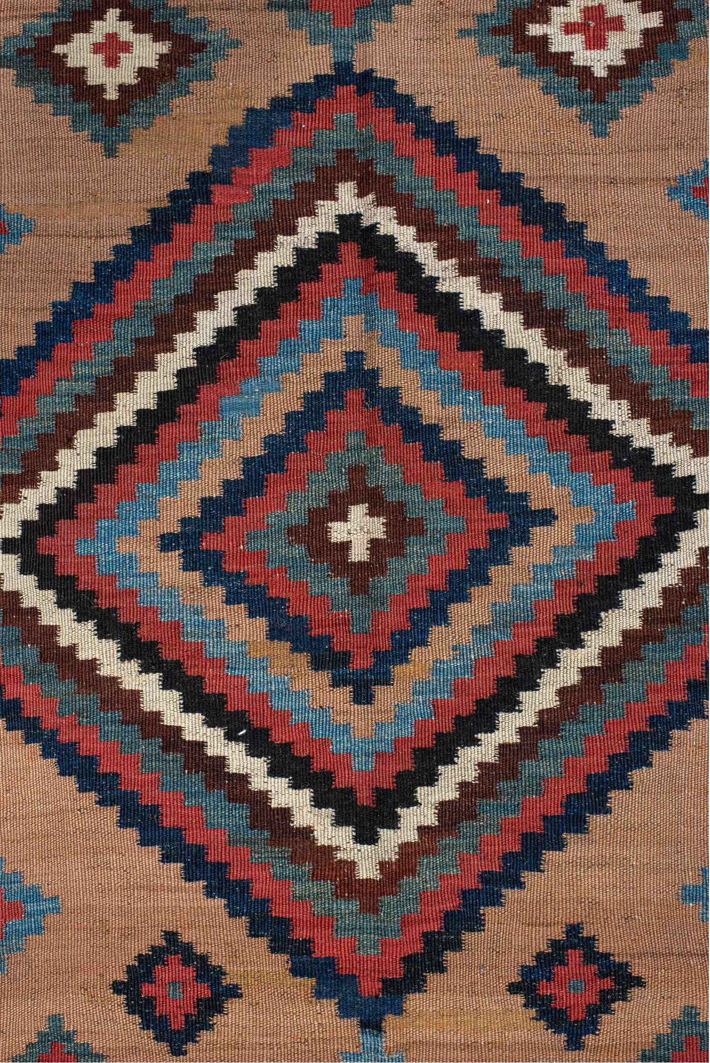 5' x 10' one-of-a-kind handmade vintage Kilim runner rug. Color palette: black, blue, brown, charcoal, gray, light gray