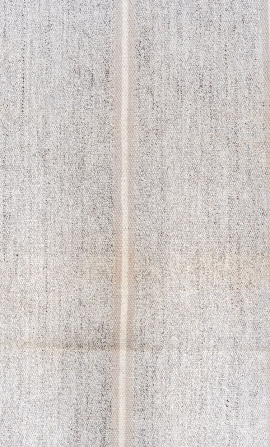 2' x 7' one-of-a-kind handmade vintage Flatweave runner rug. Color palette: dark gray, gainsboro, gray, light blue