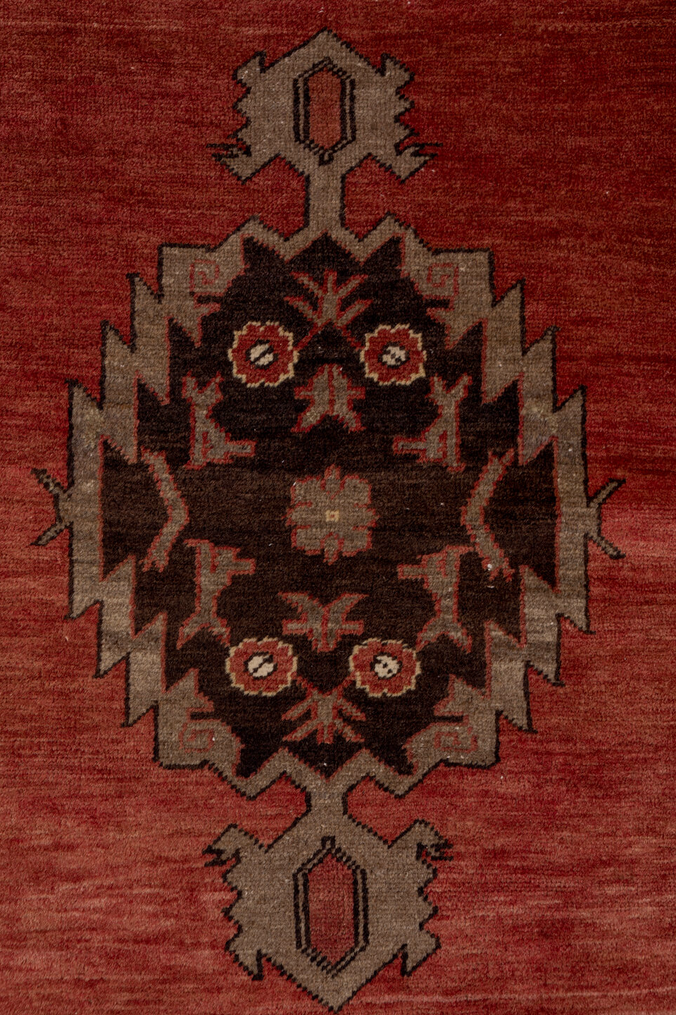 3' x 10' one-of-a-kind handmade vintage Oushak runner rug. Color palette: brown, gray, pink, red