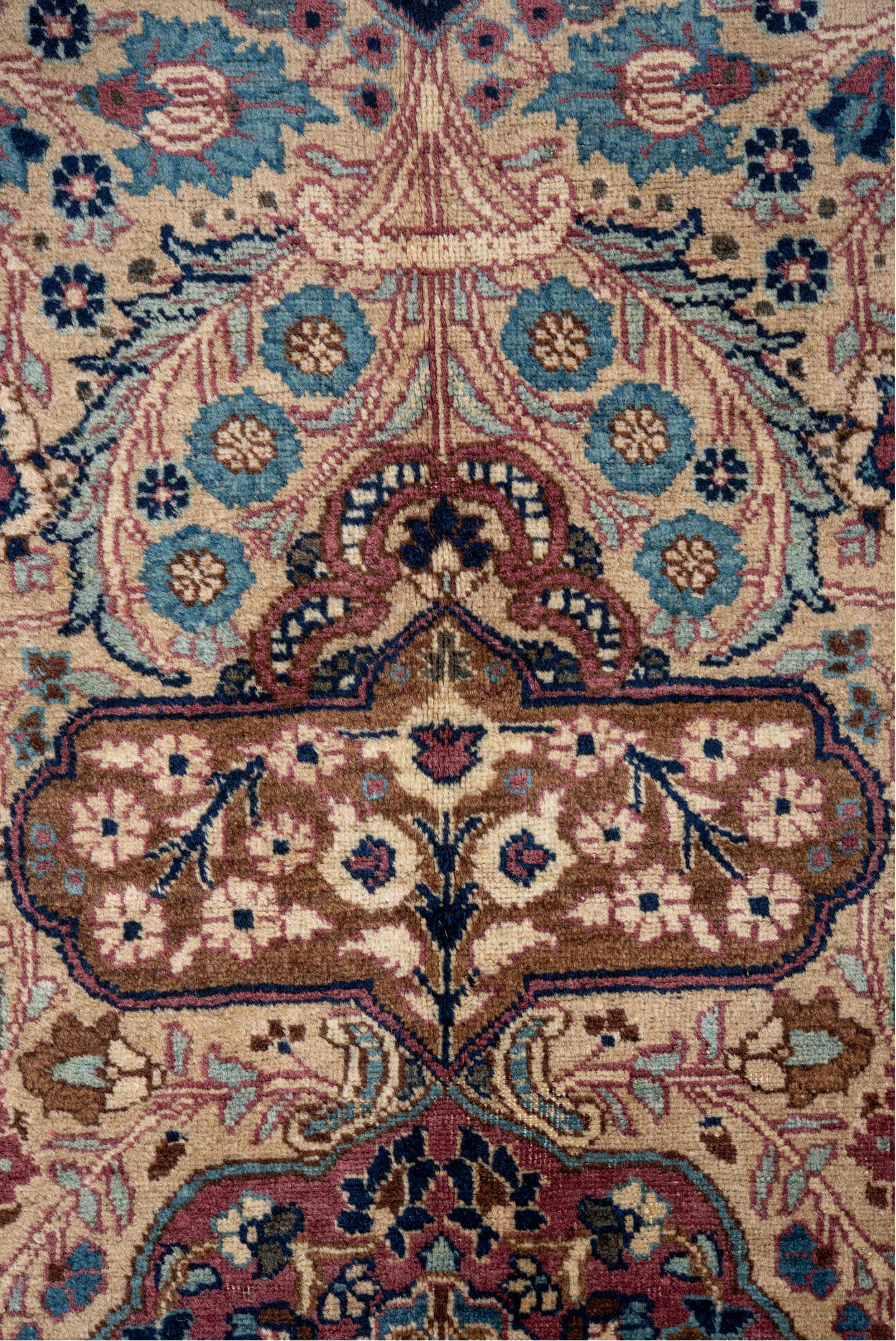 6' x 9' one-of-a-kind handmade vintage Kerman medium size rug. Color palette: black, blue, brown, charcoal, dim gray, gray