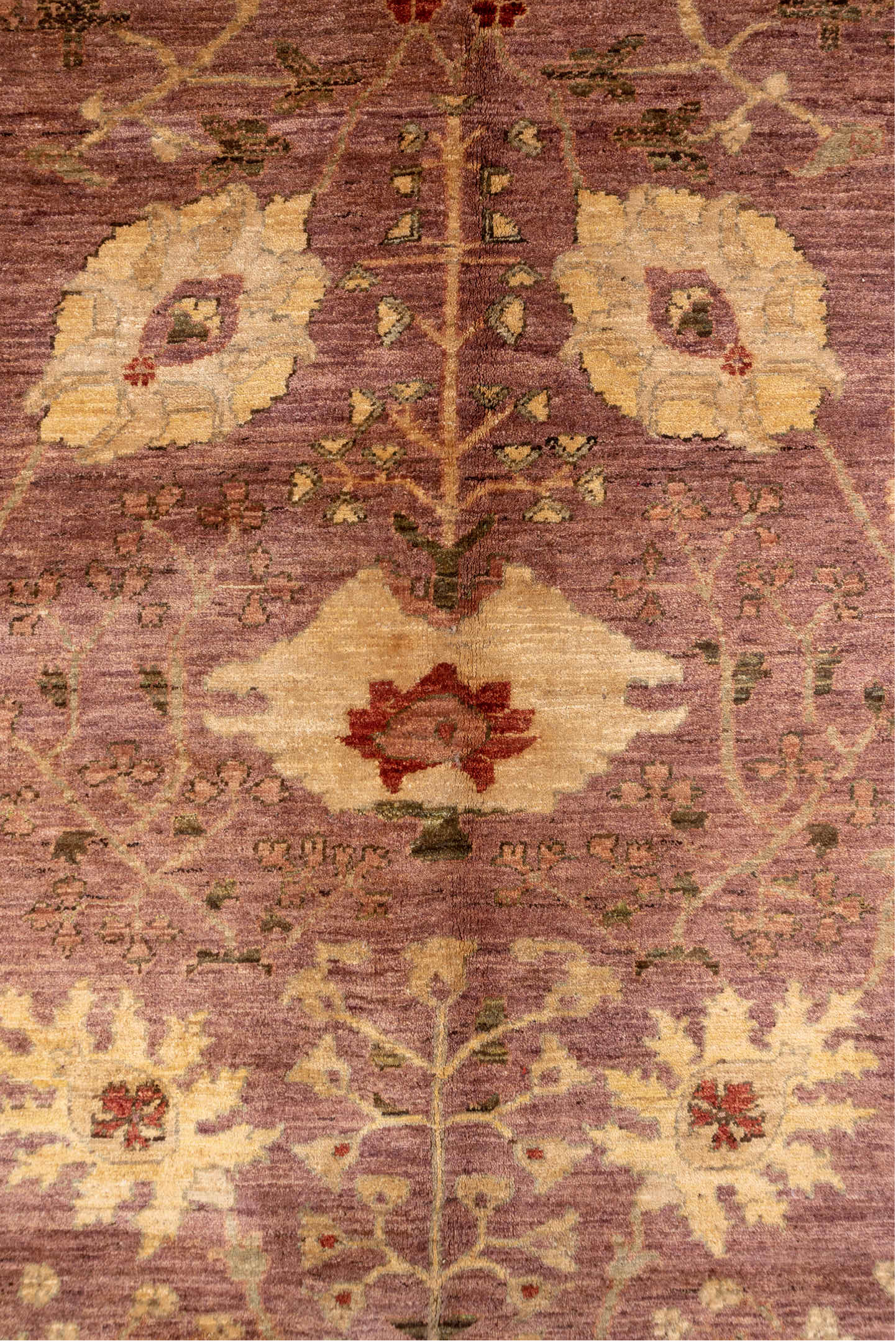 10' x 13' one-of-a-kind handmade vintage Amritzar large size rug. Color palette: brown, burlywood, pink, red, tan