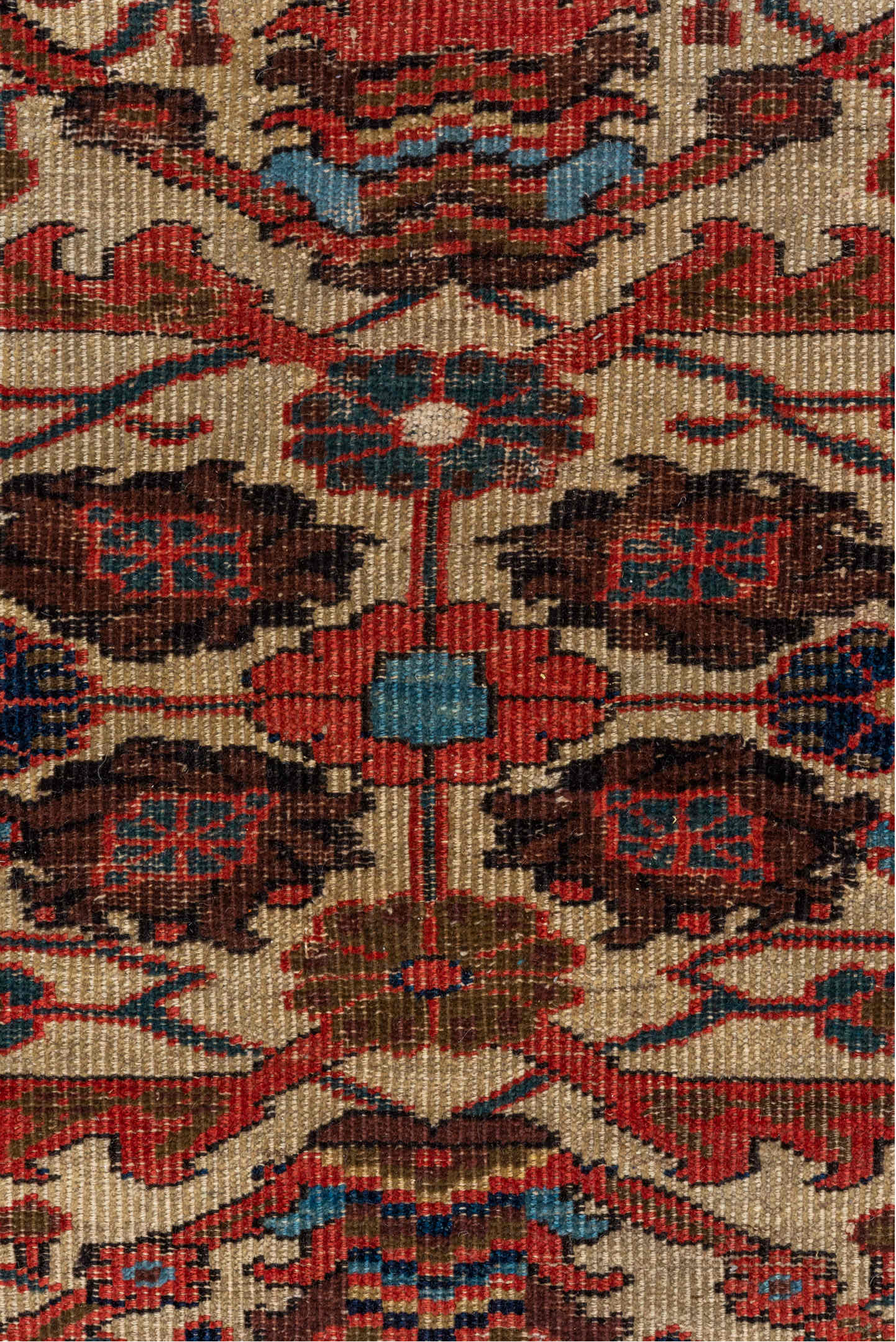 12' x 15' one-of-a-kind handmade vintage Sultanabad oversize rug. Color palette: arapawa, black, blue, brown, charcoal, gray
