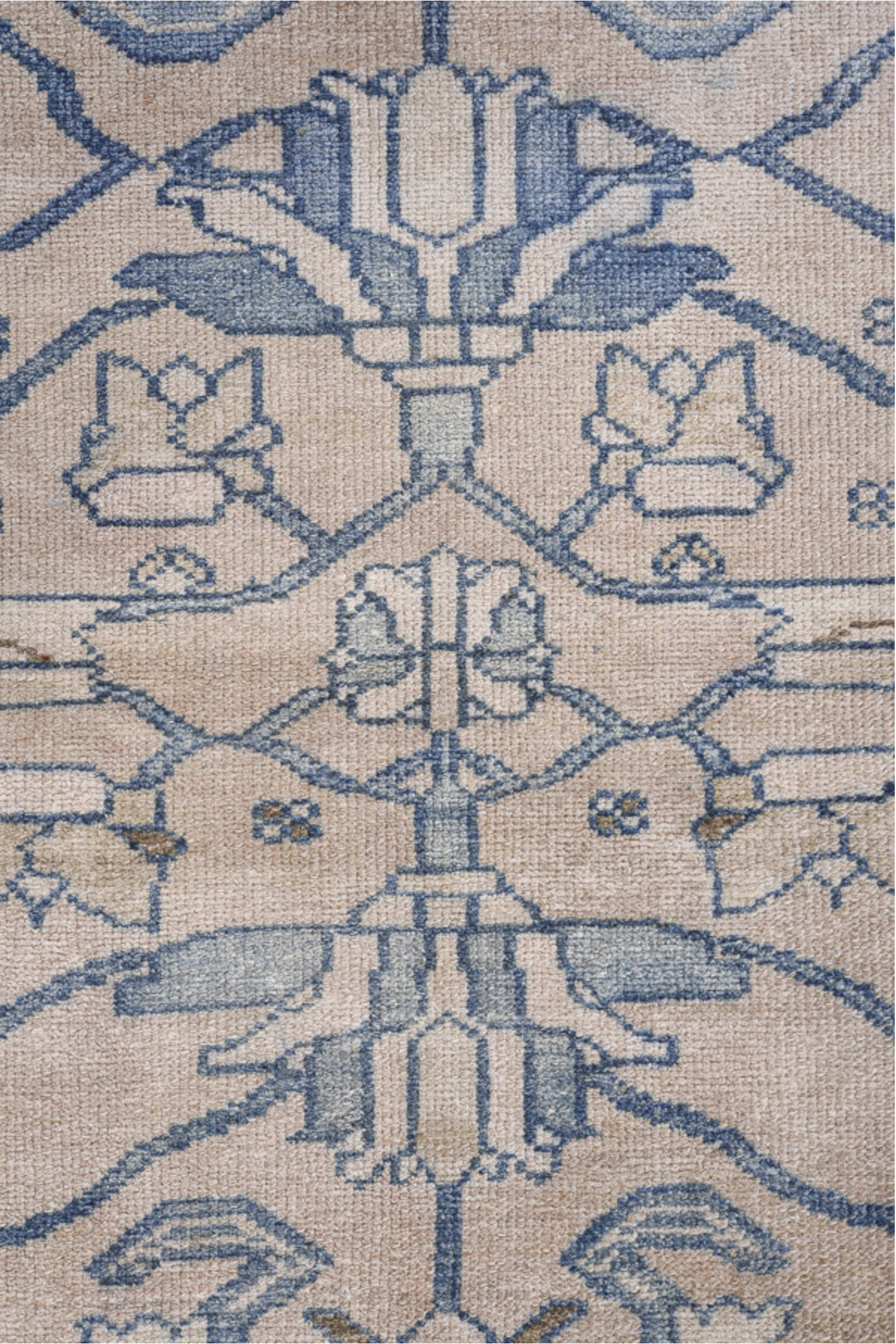 2' x 5' one-of-a-kind handmade vintage Lilian small size rug. Color palette: blue, dark gray, dim gray, fiord, gray