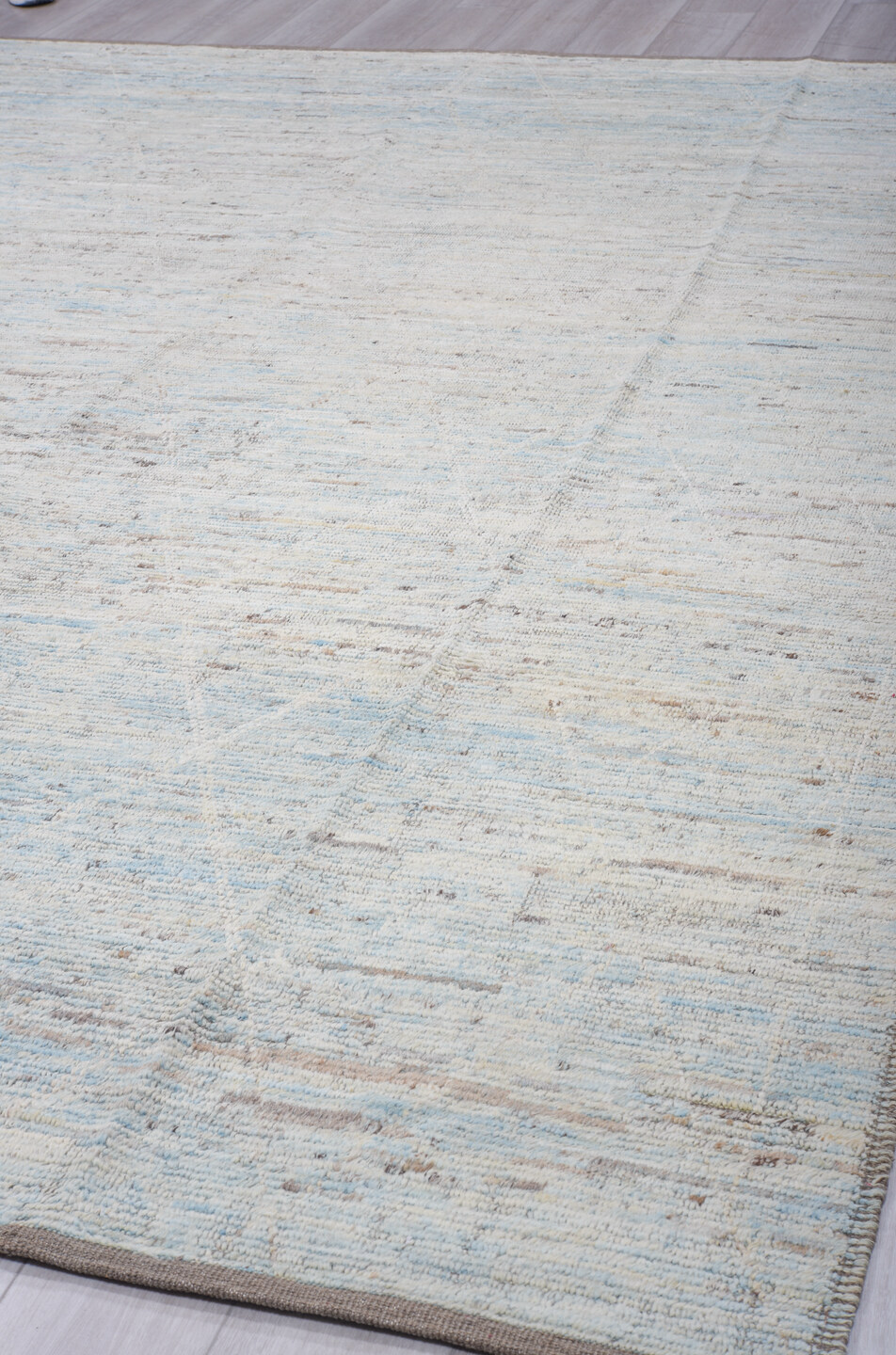 9' x 12' one-of-a-kind handmade vintage Tulu large size rug. Color palette: black, dark gray, gainsboro, gray, light gray