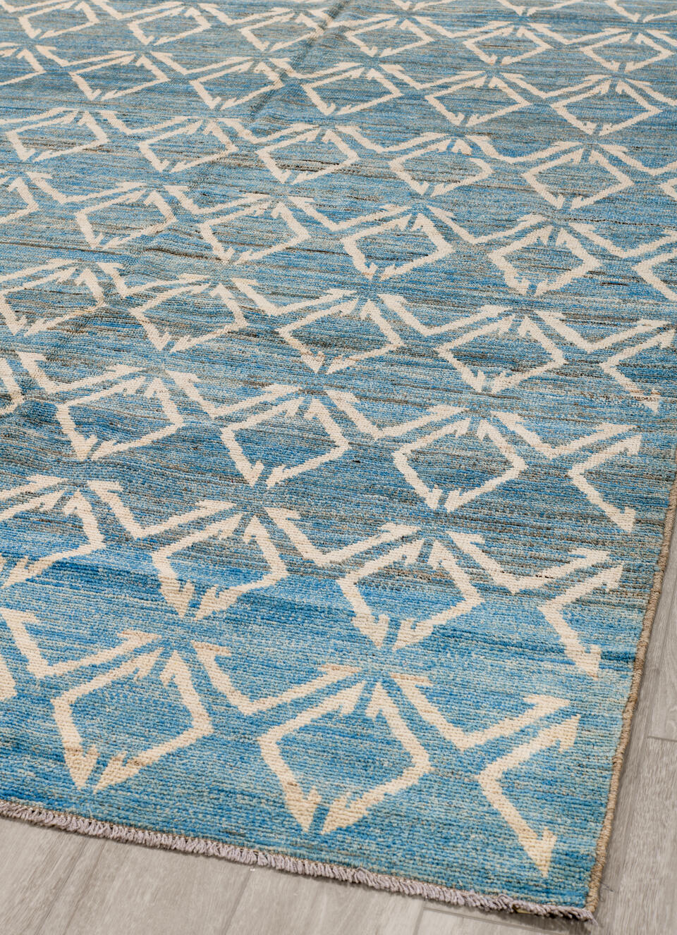 6' x 9' one-of-a-kind handmade vintage Tulu medium size rug. Color palette: black, blue, brown, charcoal, dim gray, gray