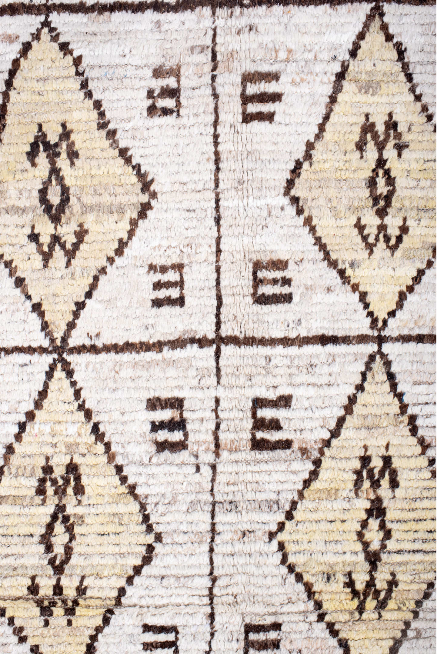 9' x 11' one-of-a-kind handmade vintage Tulu large size rug. Color palette: antiquewhite, black, brown, gray, light gray