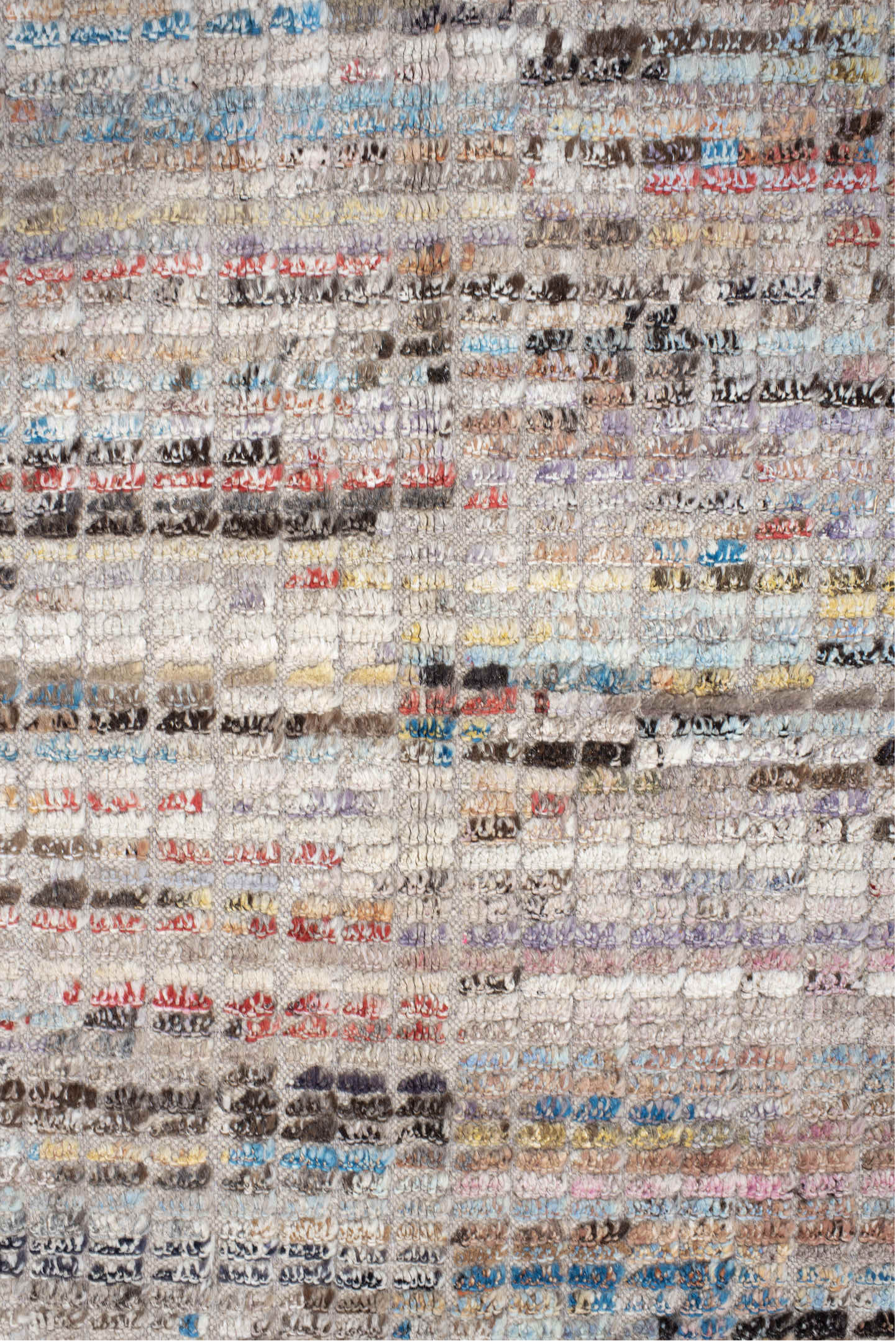 10' x 14' one-of-a-kind handmade vintage Tulu large size rug. Color palette: black, blue, brown, fiord, gray, light gray