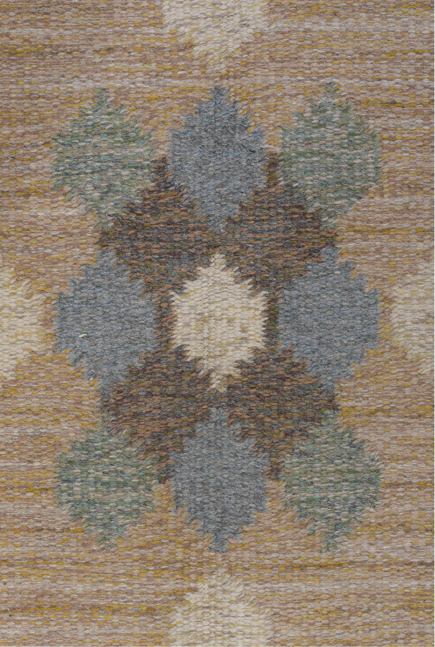 5' x 8' one-of-a-kind handmade vintage Rollaken medium size rug. Color palette: antiquewhite, black, brown, dim gray, gray