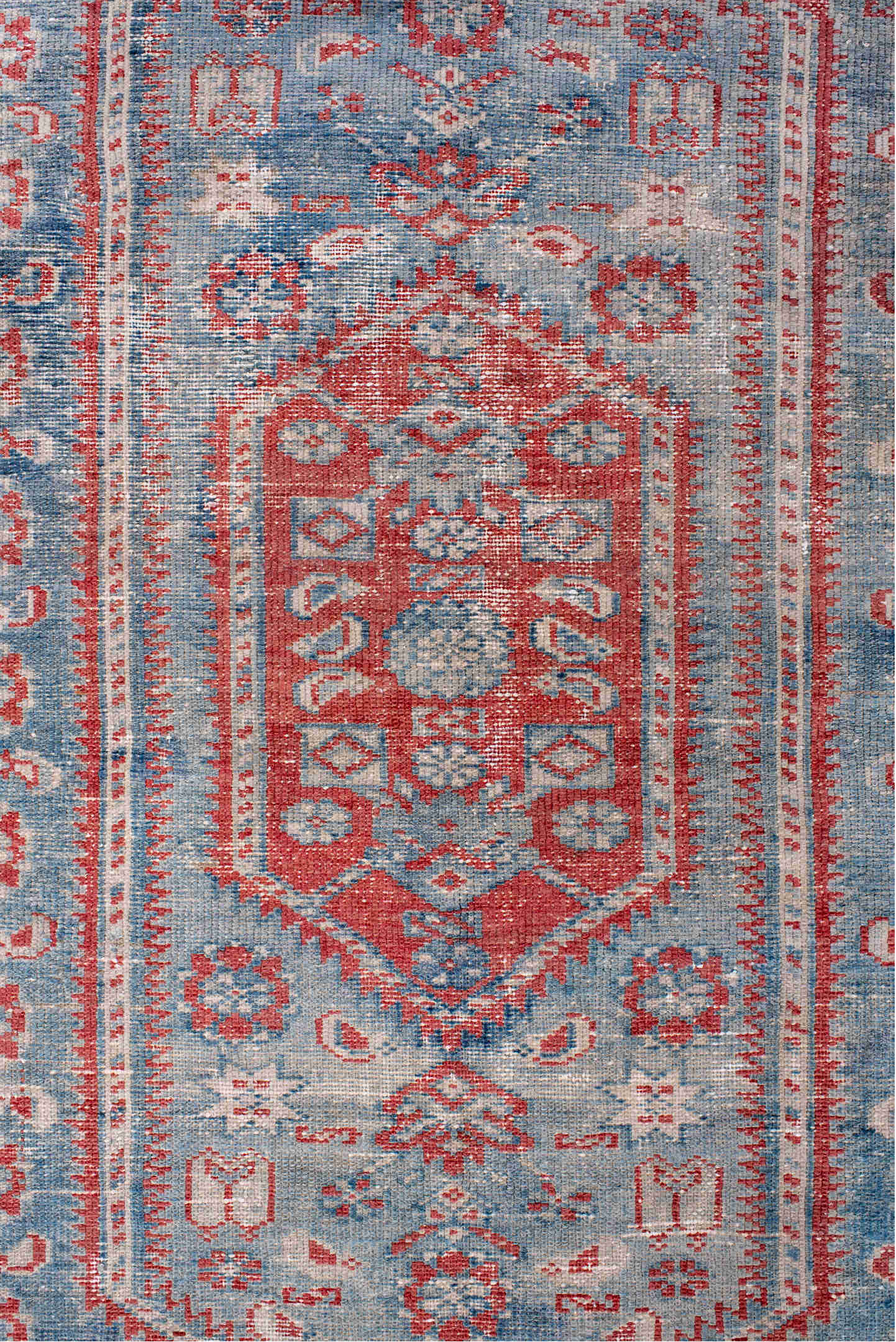 4' x 6' one-of-a-kind handmade vintage Malayer small size rug. Color palette: blue, brown, gray, light gray