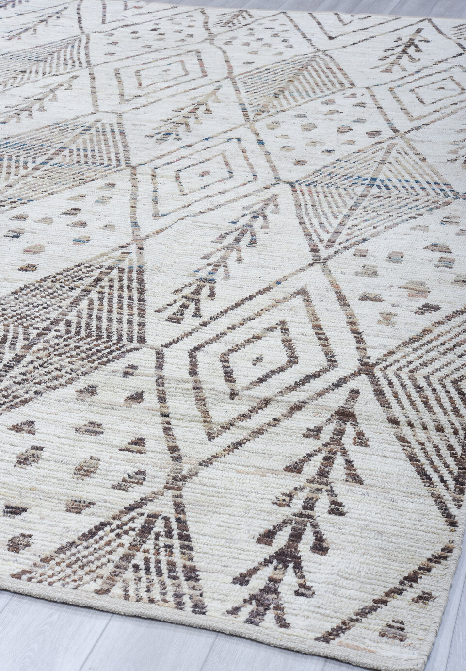 10' x 13' one-of-a-kind handmade vintage Tulu large size rug. Color palette: black, blue, charcoal, dark gray, dim gray